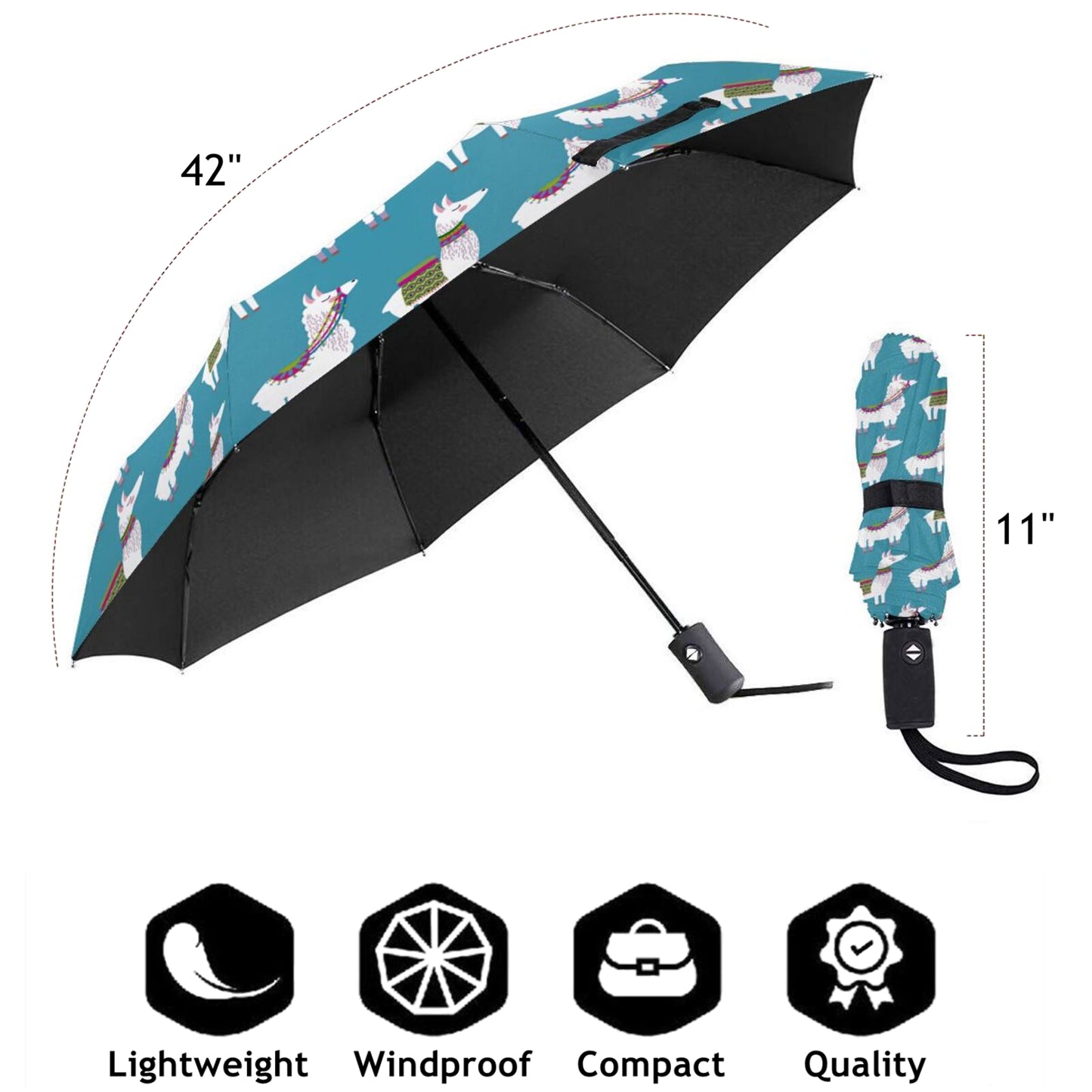 Parapluie pliable en forme de lama et d'alpaga