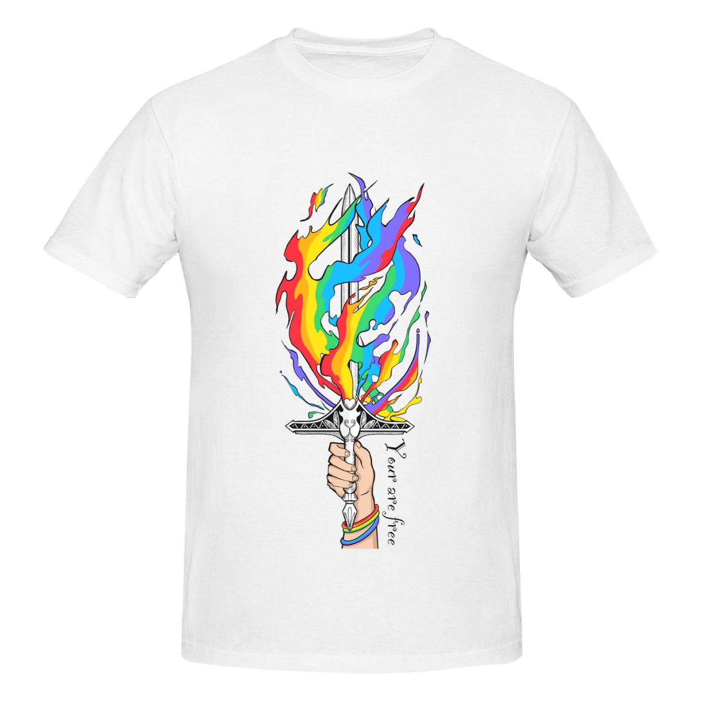 Flame Sword Men's Short Sleeve Cotton T-Shirt