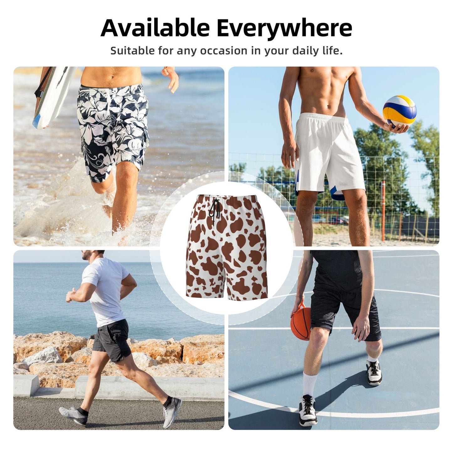 Cow Design Men's Beach Shorts