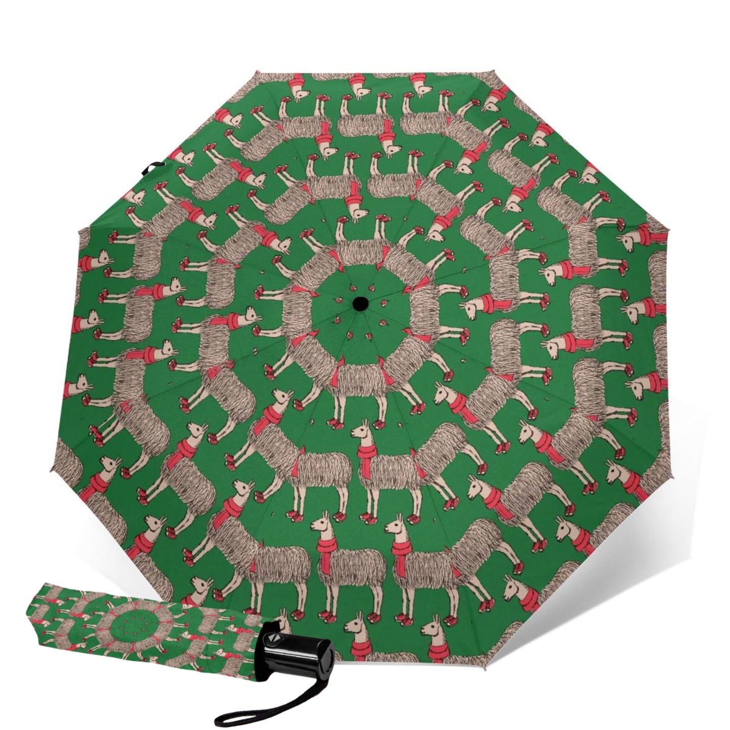 Kompakter Regenschirm mit Alpaka-Motiv