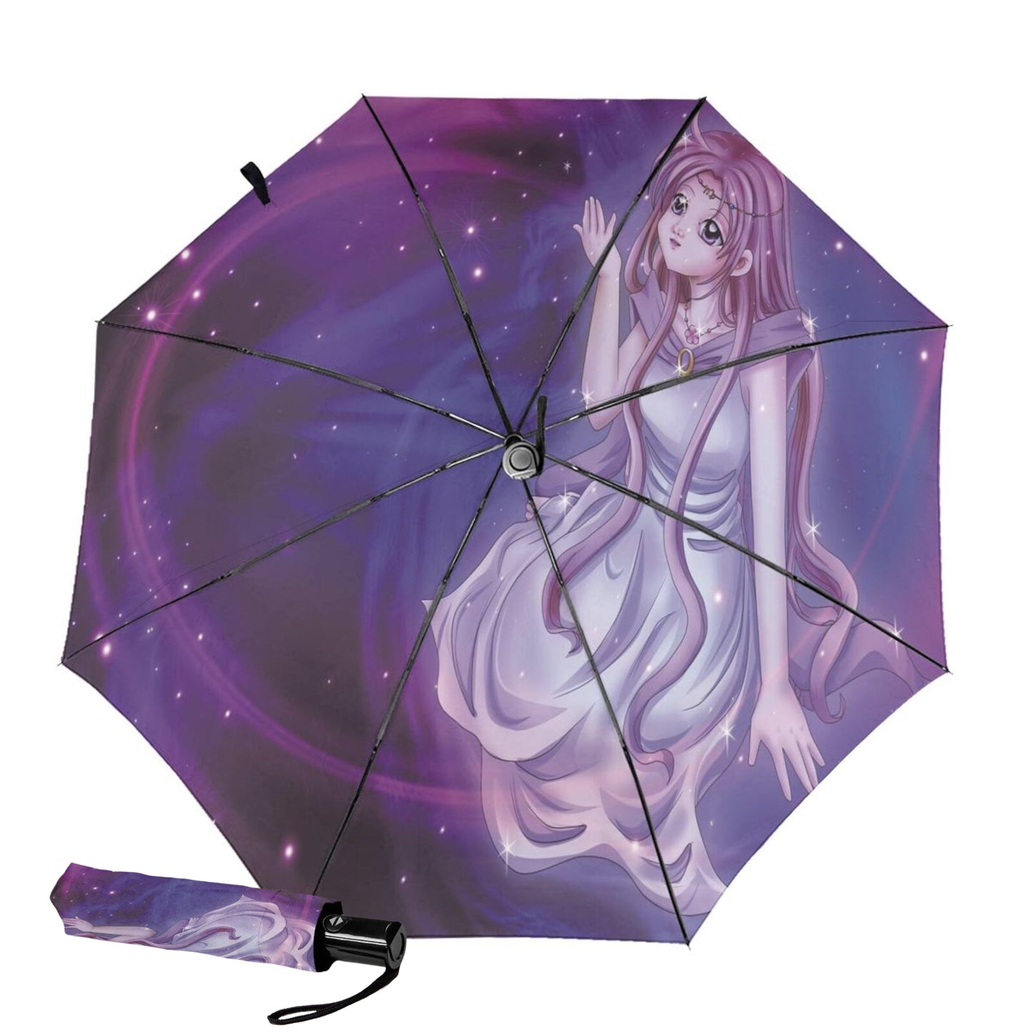 Faltbarer UV-Regenschirm mit Angel Girl-Aufdruck innen