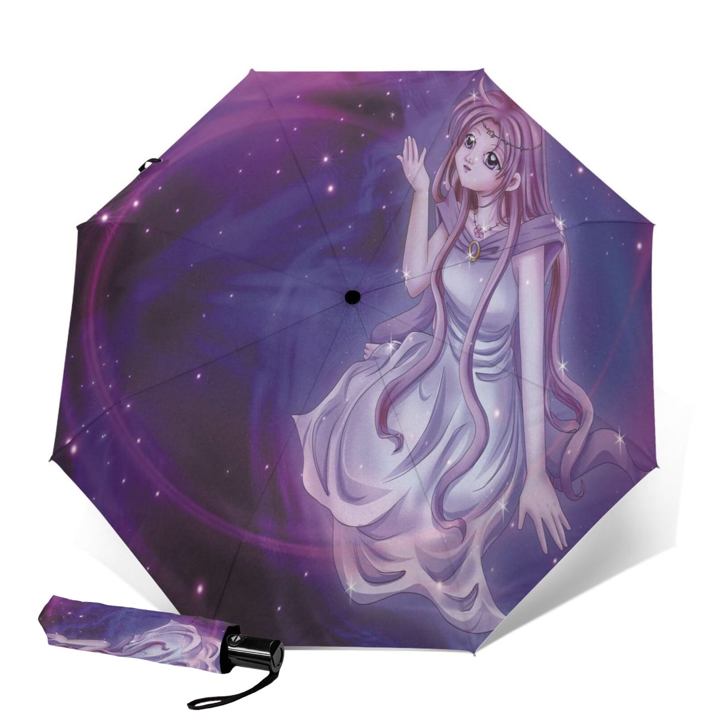 Faltbarer Reiseschirm mit Anime-Mädchen-Motiv