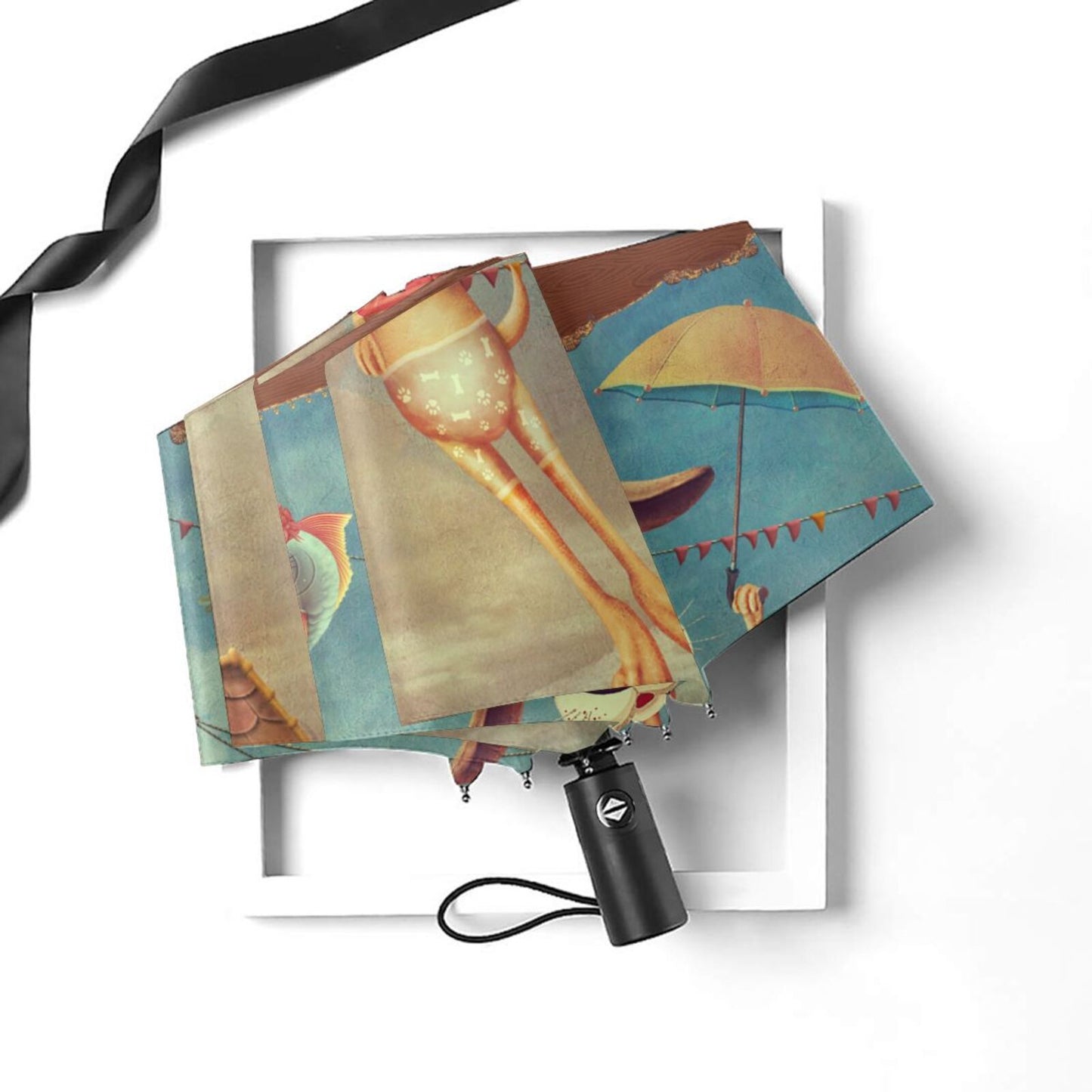 Petit parapluie automatique imprimé amusant