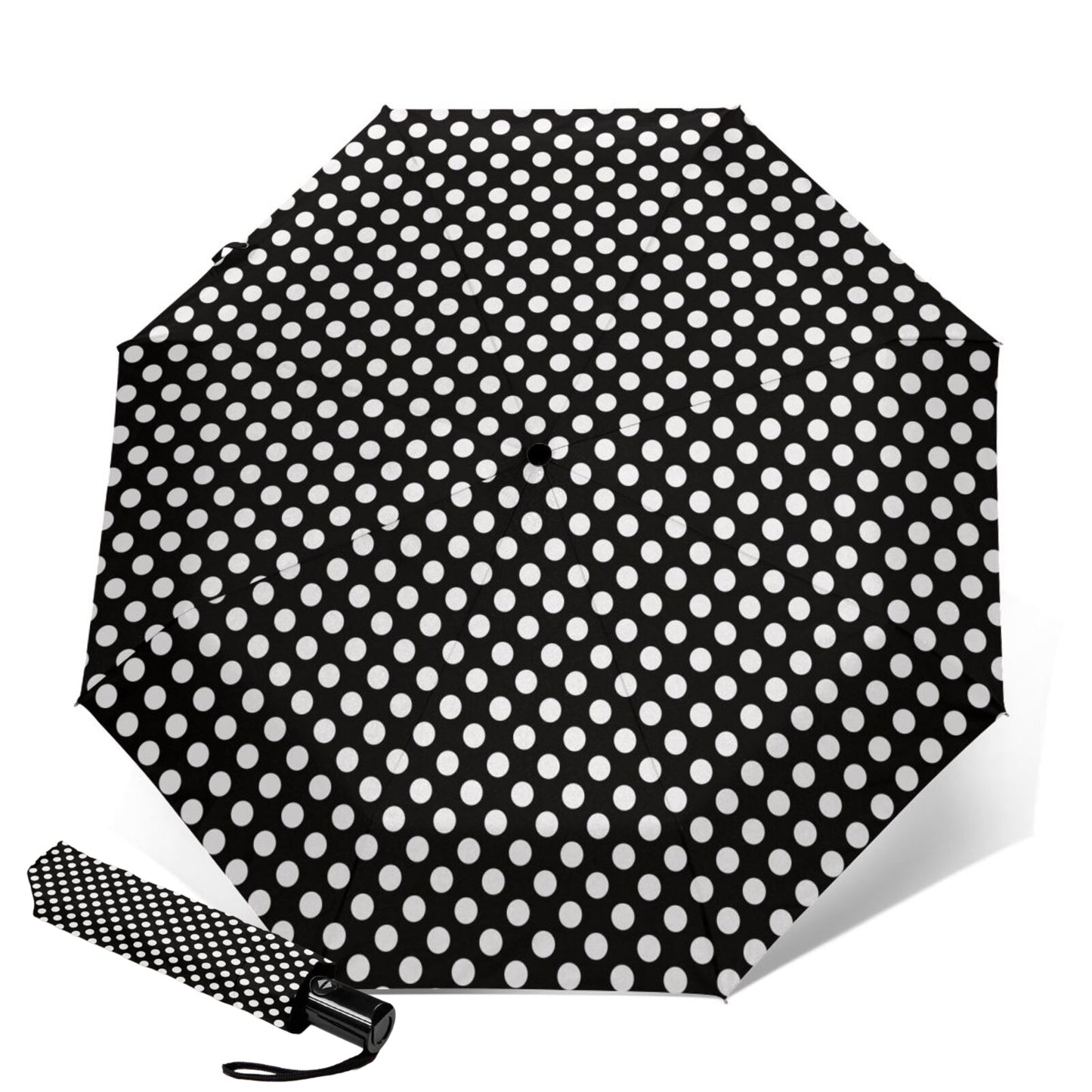Parapluie pliable à pois noirs et blancs