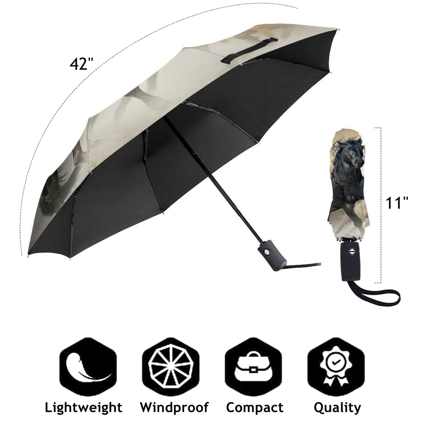 Petit parapluie pliable en forme de cheval