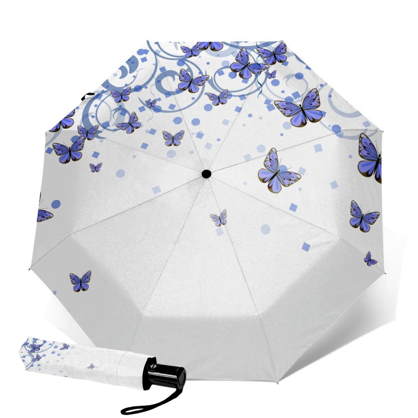 Parapluie de voyage compact papillon bleu