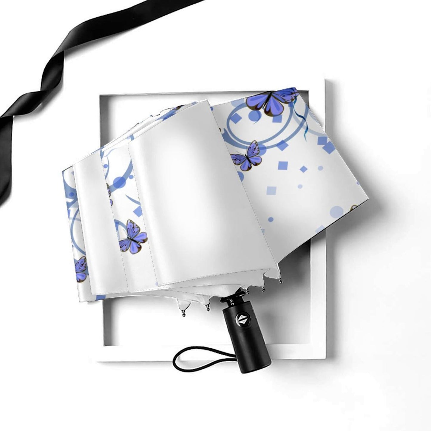 Parapluie de voyage compact papillon bleu