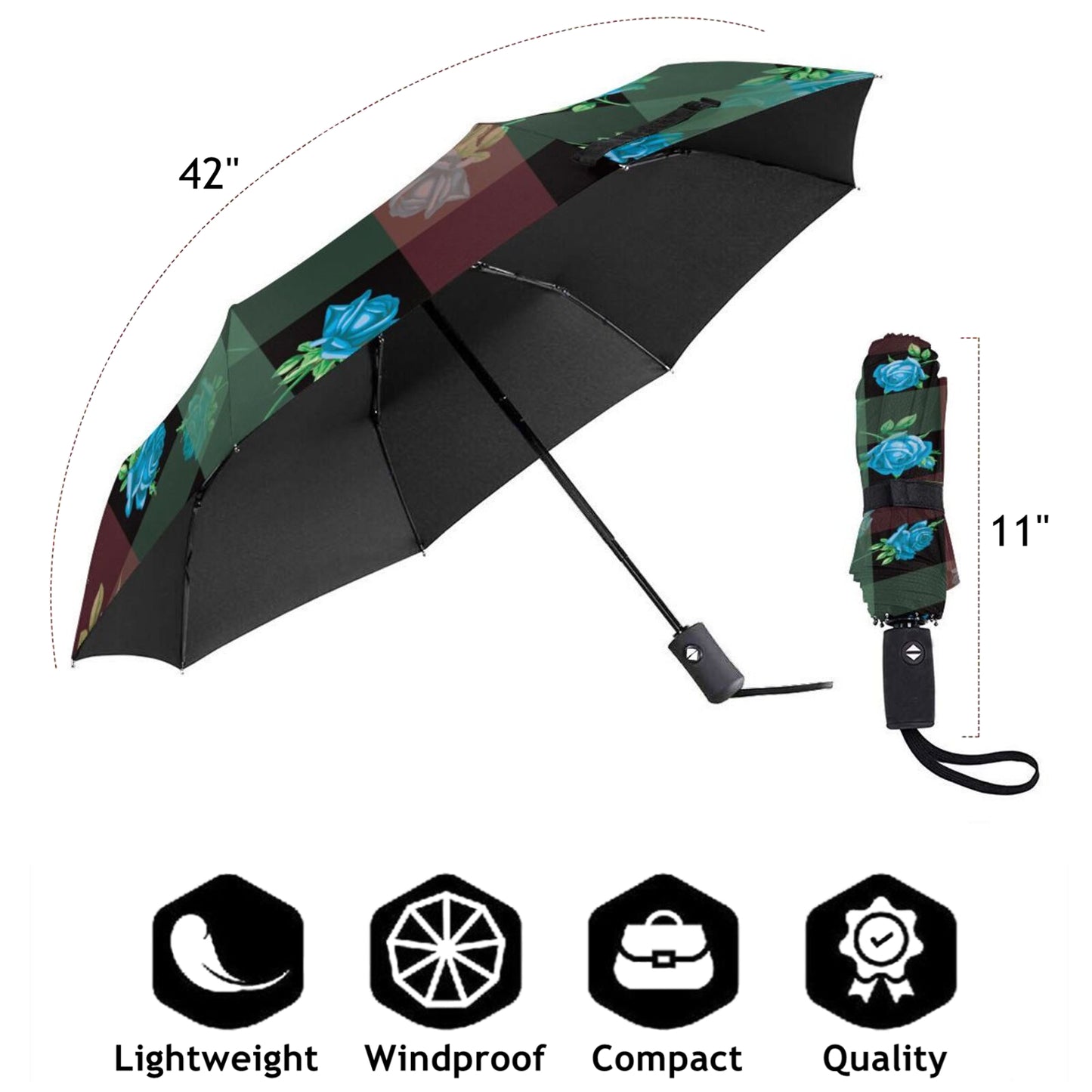 Parapluie à trois volets rose et écossais