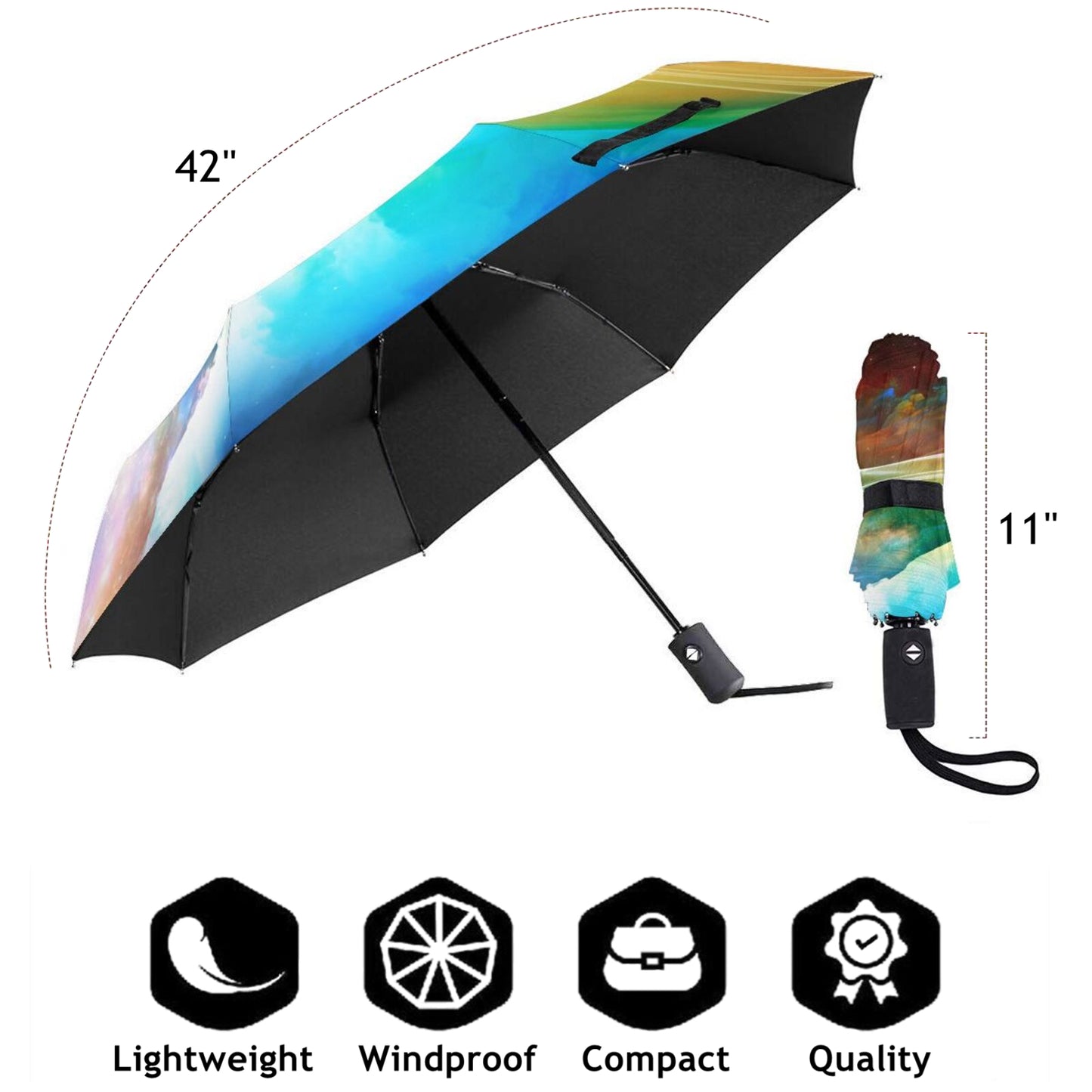 Parapluie de voyage compact au design nuit étoilée