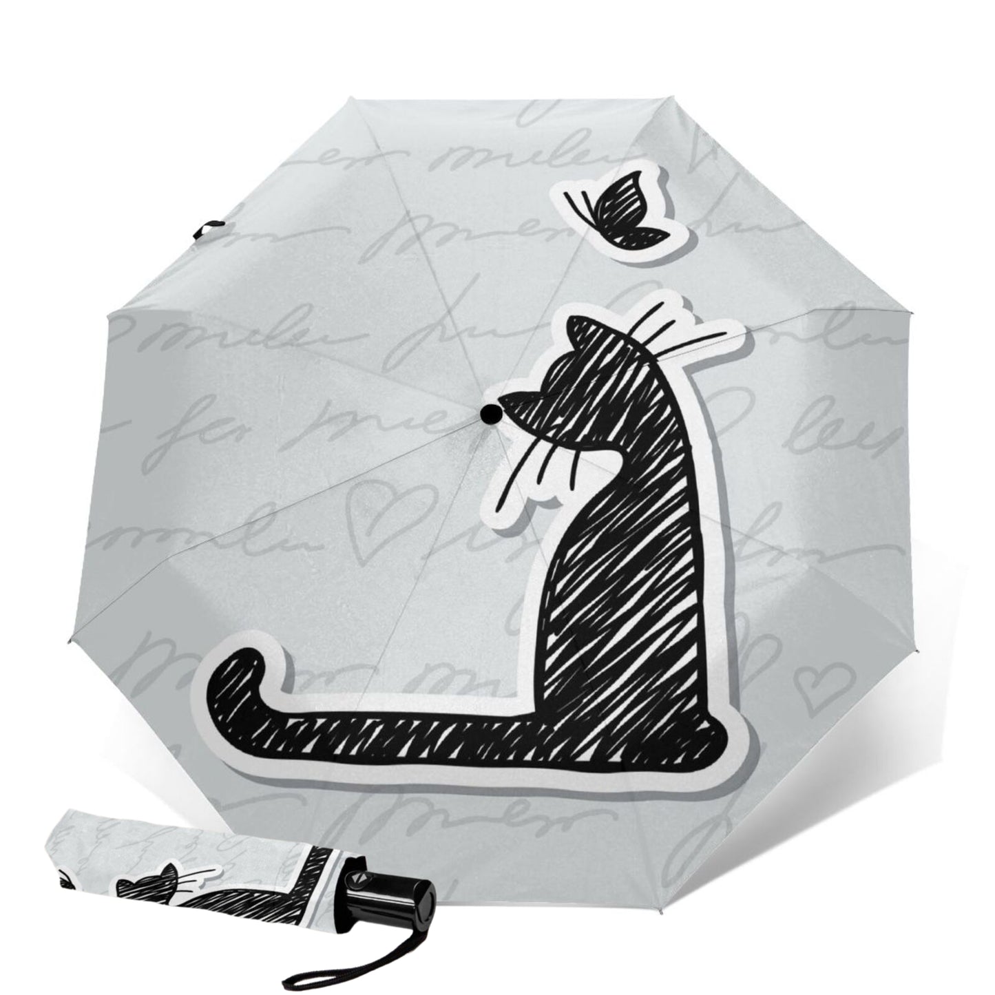 Petit parapluie compact imprimé chat