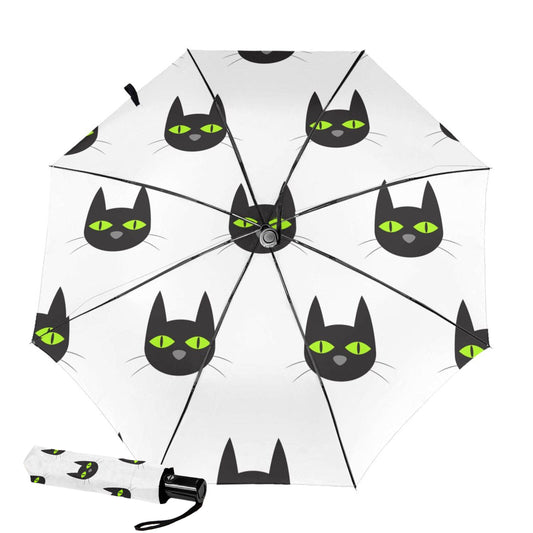 Kleiner automatischer Regenschirm mit Katzenmotiv