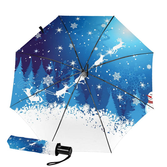 Kompakter Regenschirm mit weihnachtlichen Elementen im Inneren