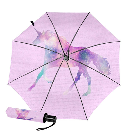 Kleiner faltbarer Regenschirm mit farbwechselndem Einhorn im Inneren
