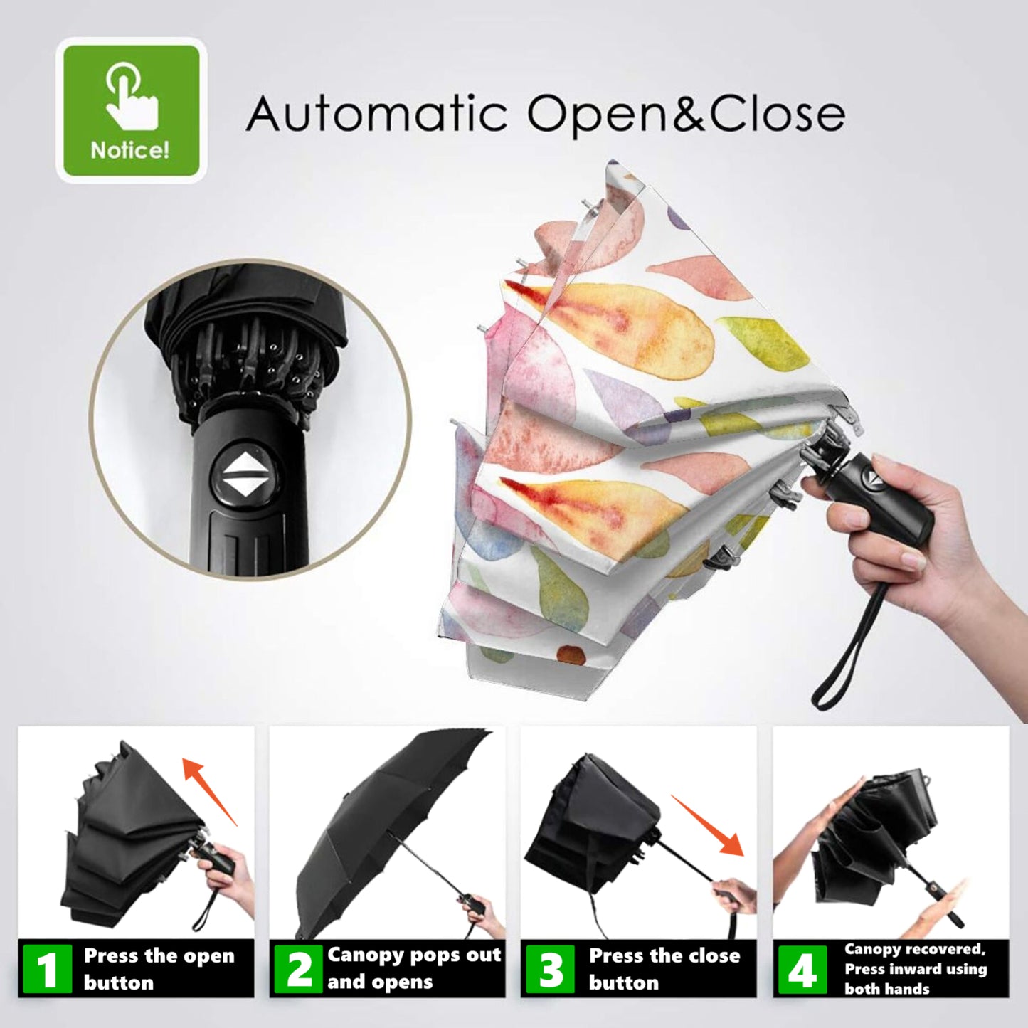 Petit mini parapluie avec motif de pétales à l'intérieur