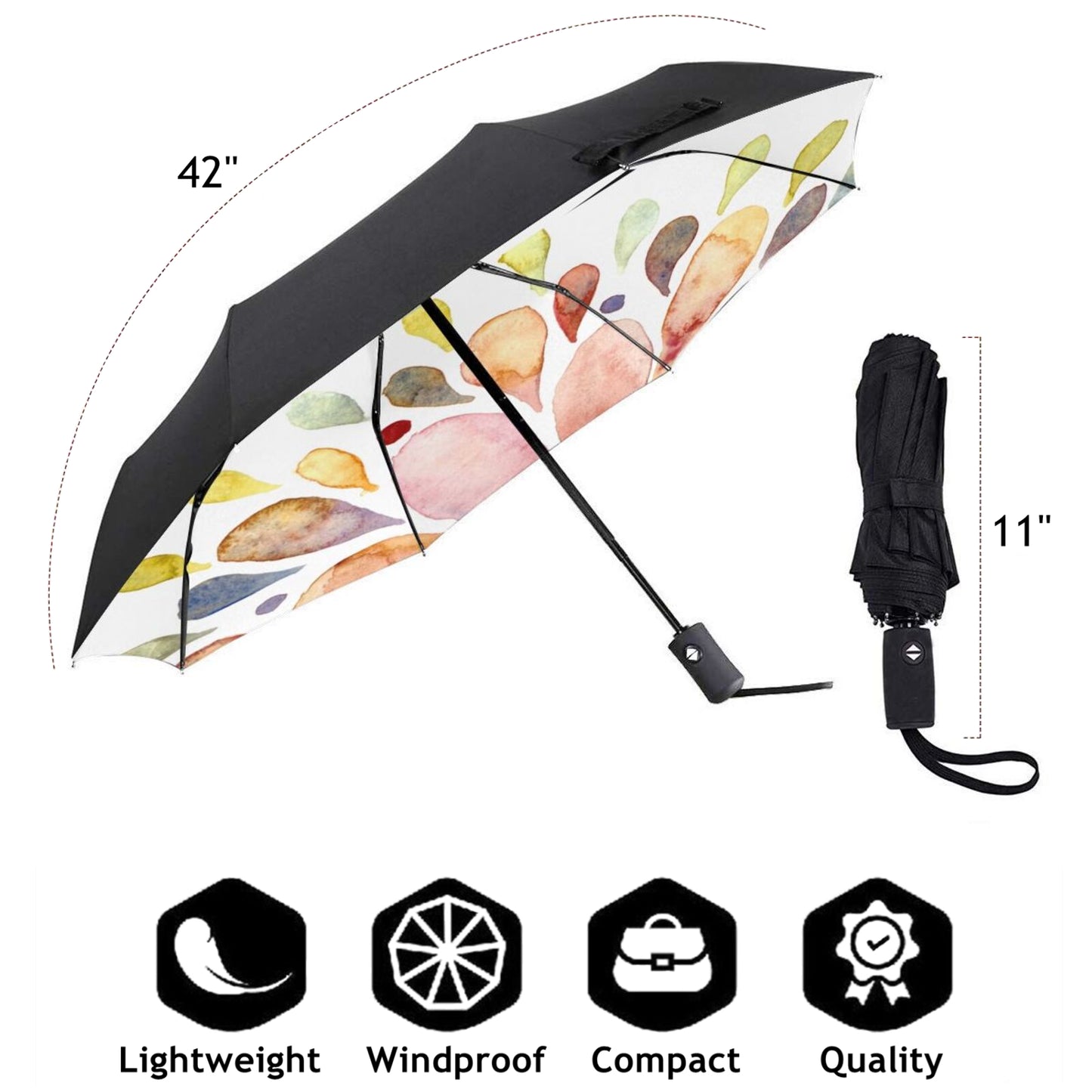 Petit mini parapluie avec motif de pétales à l'intérieur