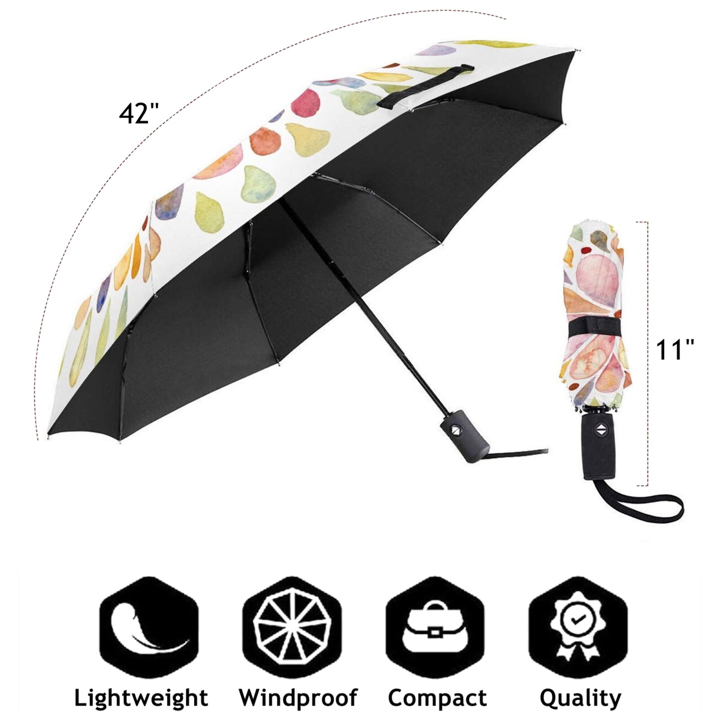 Parapluie pliable imprimé pétales
