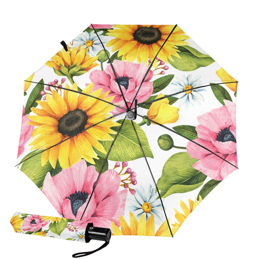 Buntes Sonnenblumen-Design im kleinen, kompakten Regenschirm