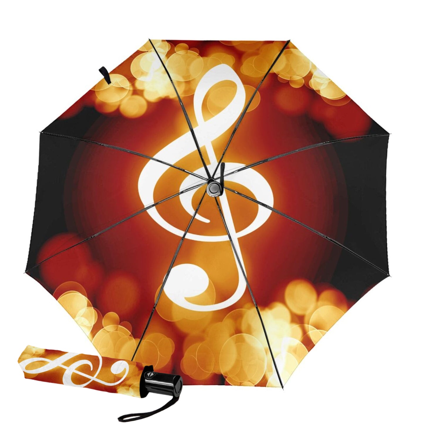 Parapluie de voyage imprimé notes de musique changeantes de couleur à l'intérieur