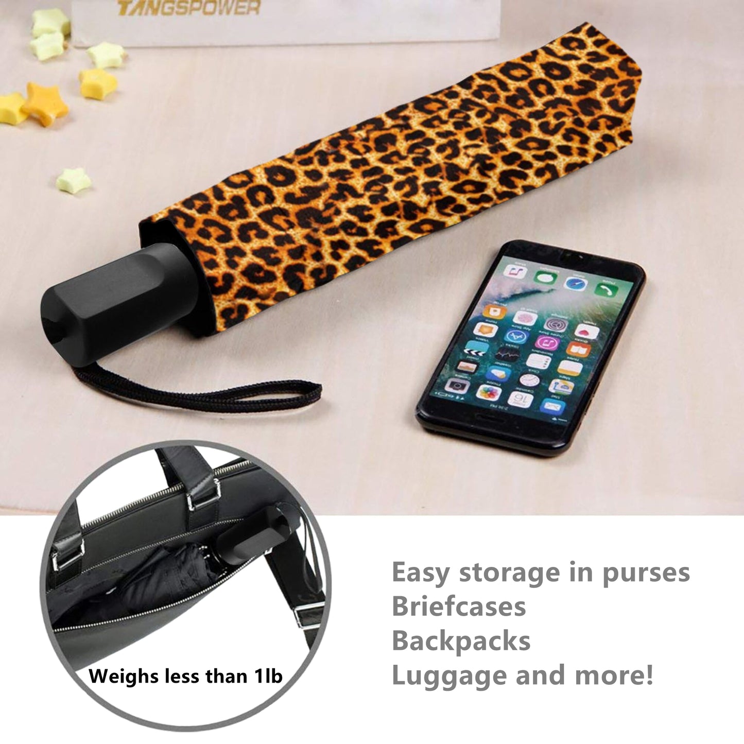 Manueller Taschenschirm mit Leopardenmuster