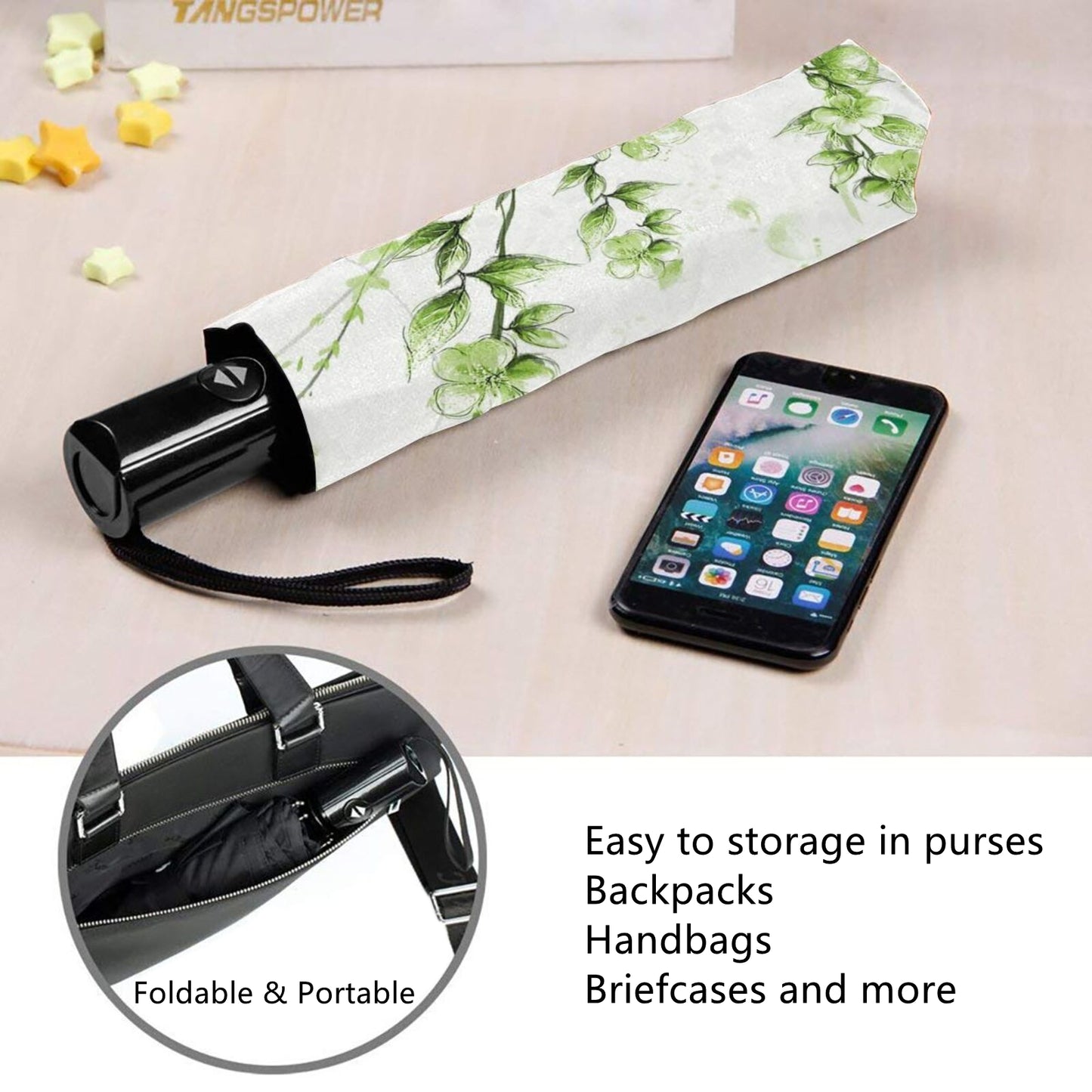 Faltbarer Reiseschirm mit Kolibri-Aufdruck innen