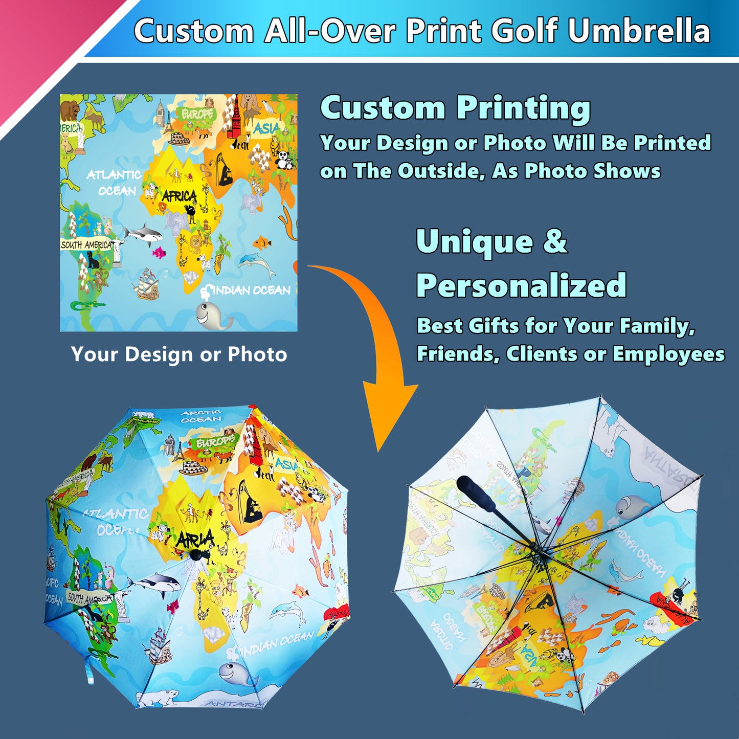 Parapluies de golf personnalisés avec impression couleur