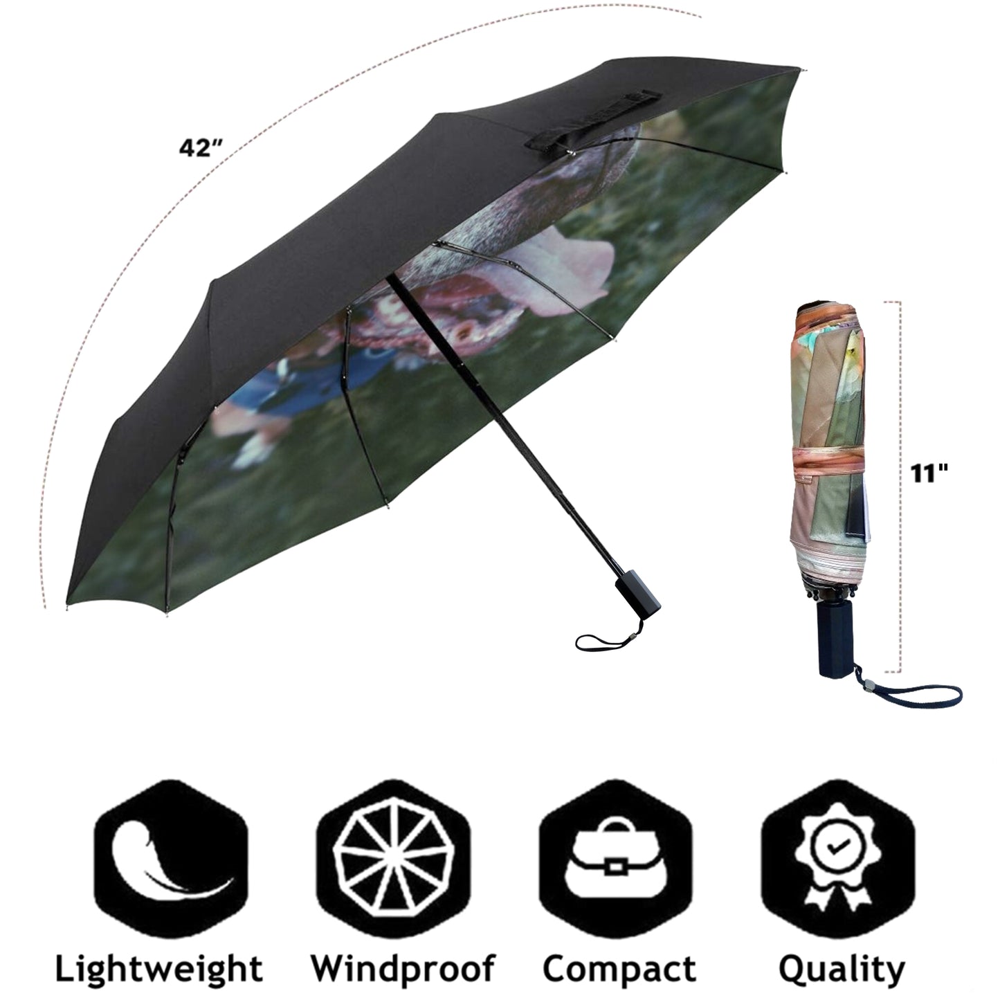 Mini parapluies personnalisés avec logo à l'intérieur