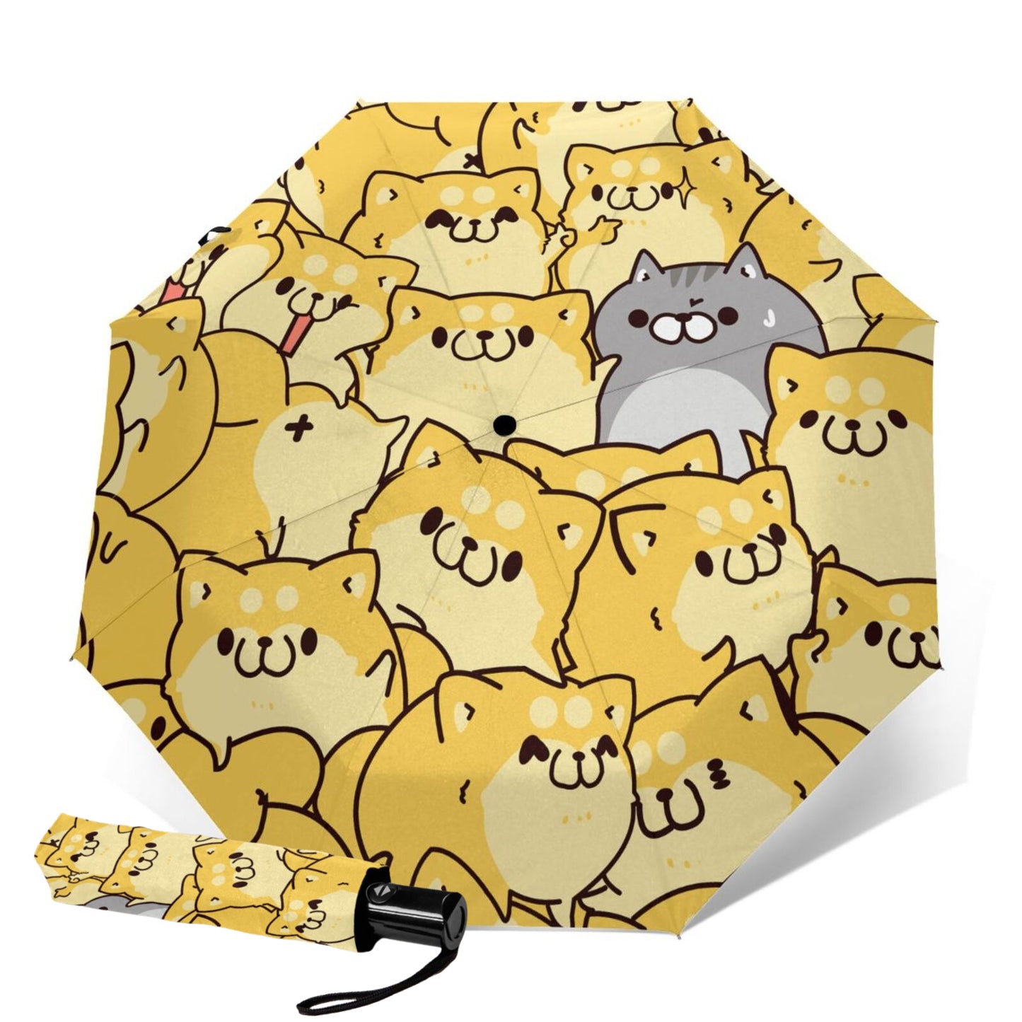 Parapluie de voyage pliable avec motif de chats mignons
