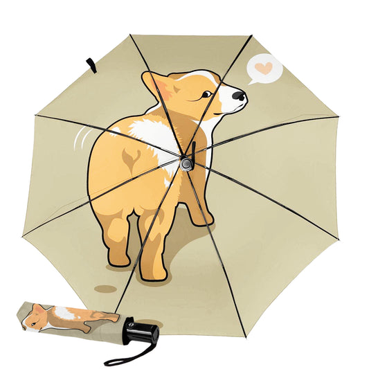 Kleiner Taschenschirm mit süßem Hundeaufdruck innen