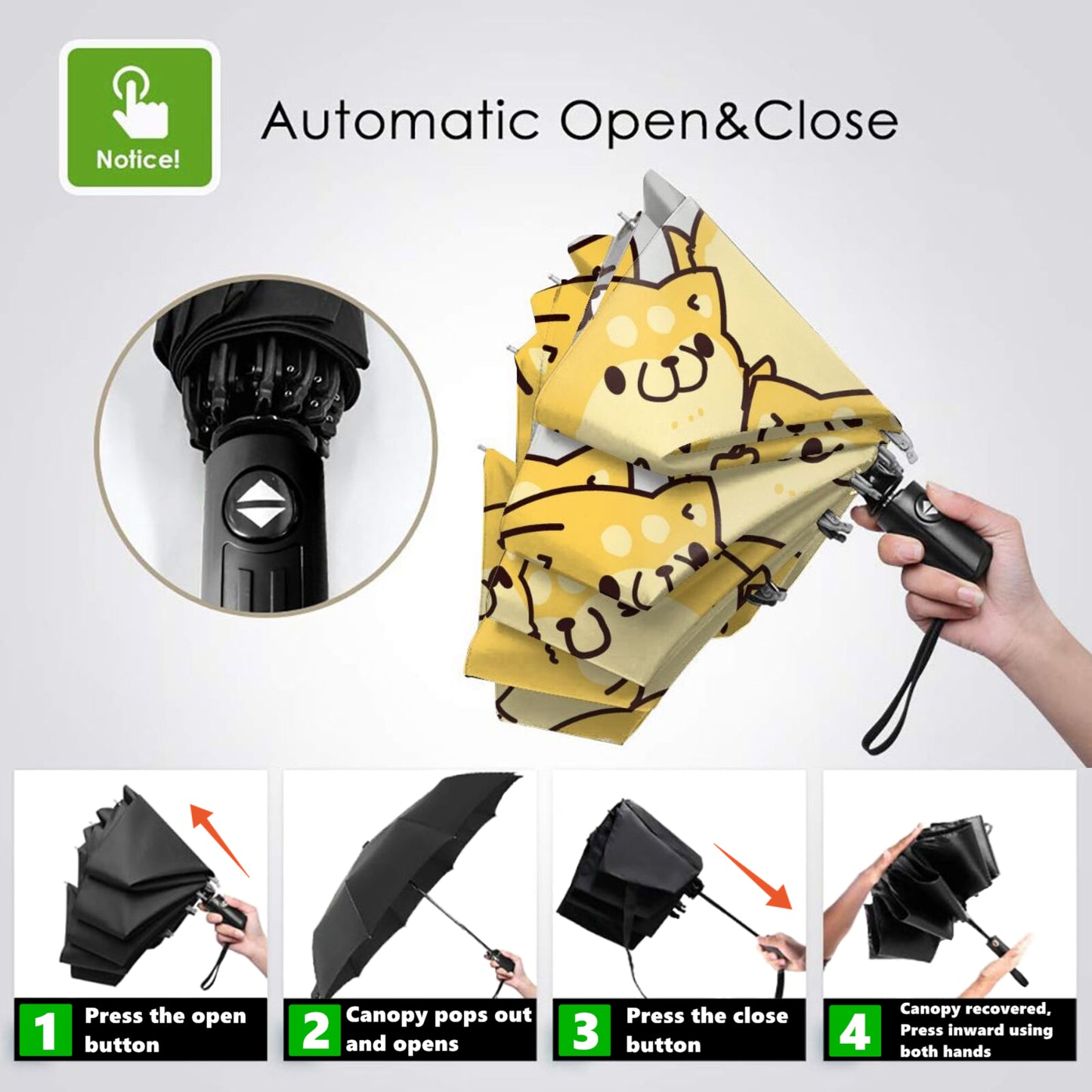 Parapluie de voyage pliable avec motif de chats mignons