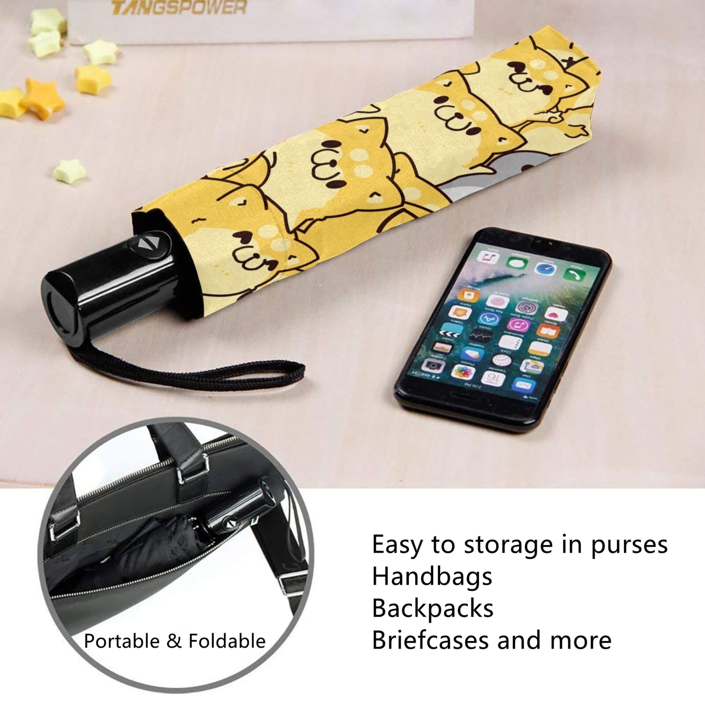 Parapluie de voyage pliable avec motif de chats mignons