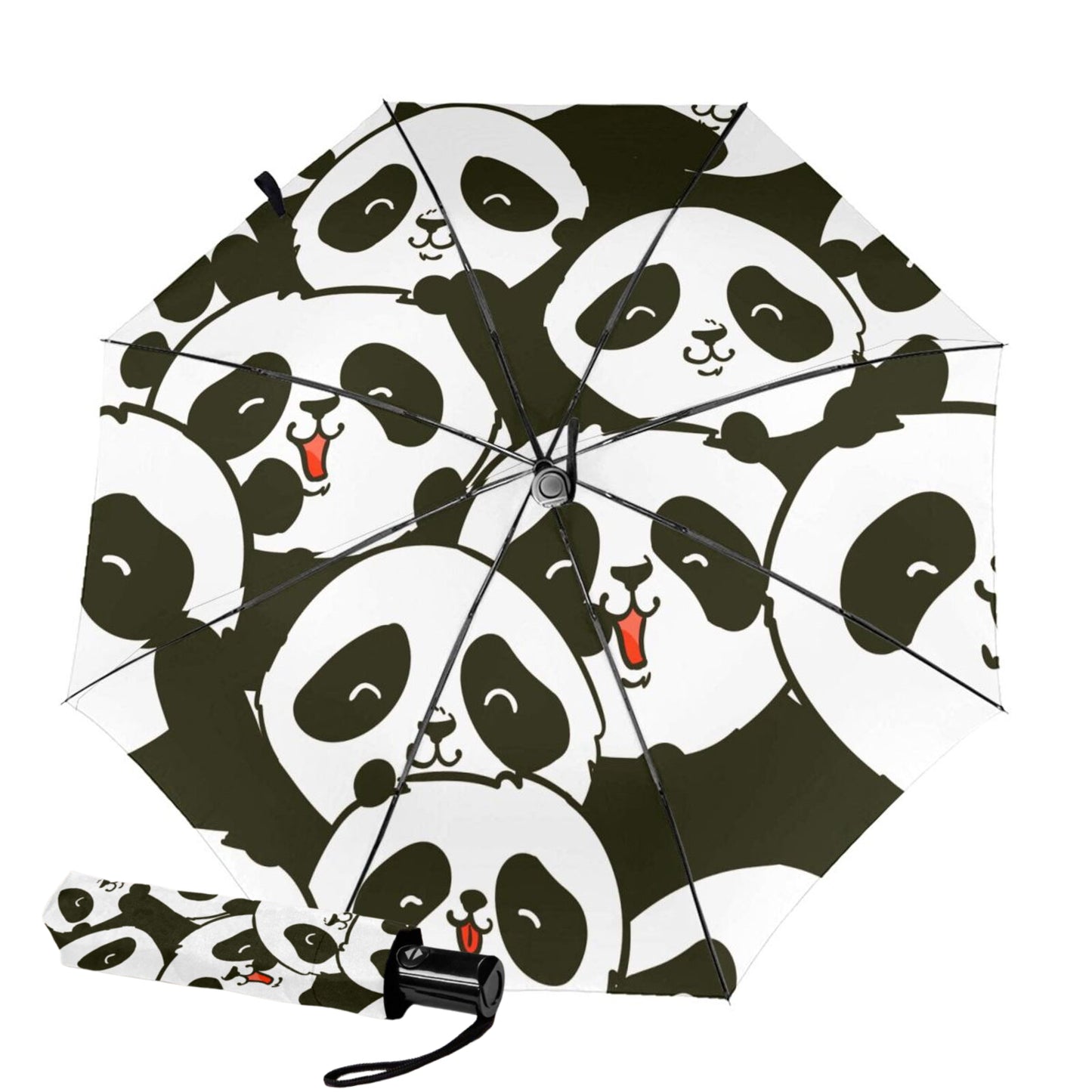 Kleiner Reiseschirm mit Panda-Print auf der Innenseite