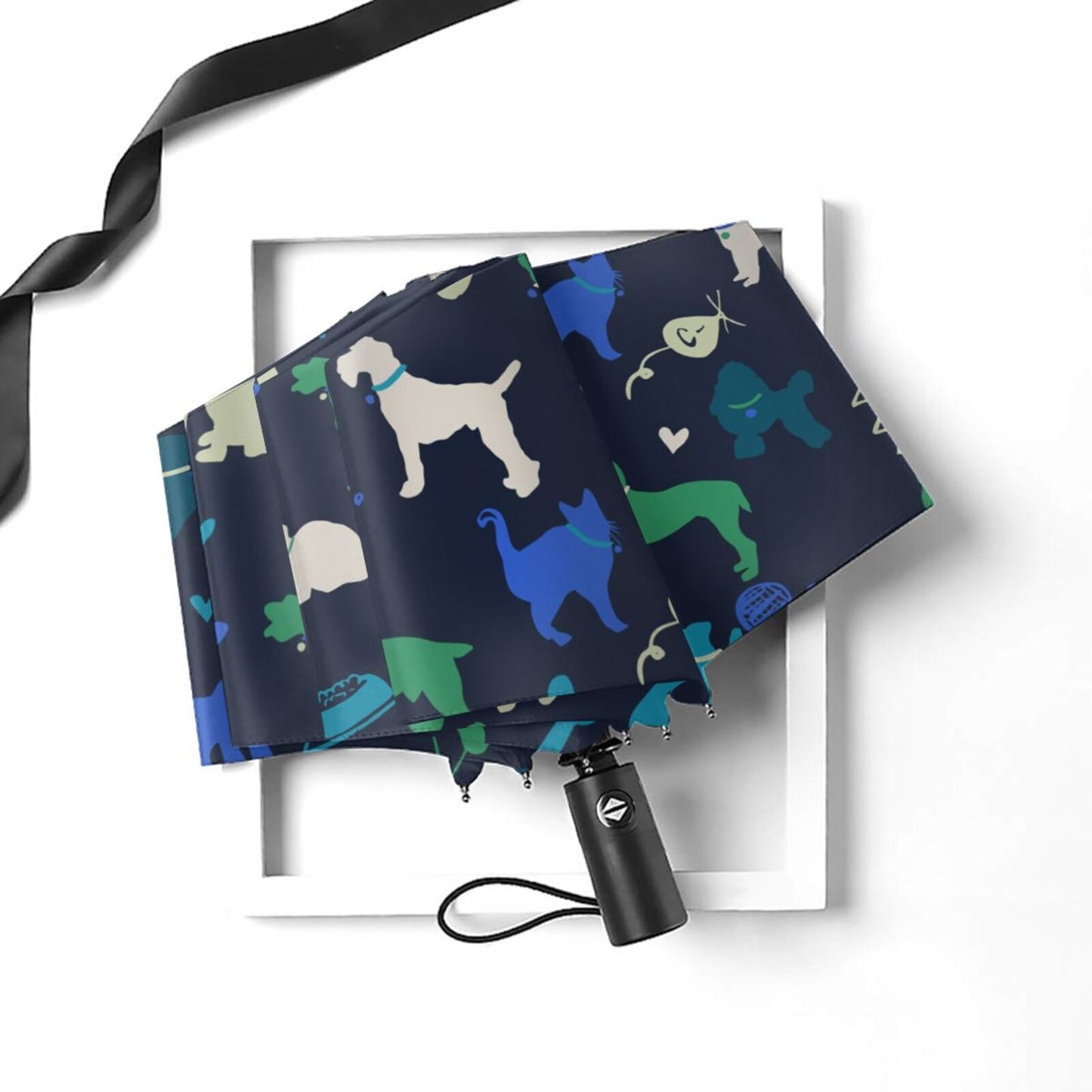 Parapluie plié imprimé motif animaux de compagnie classiques