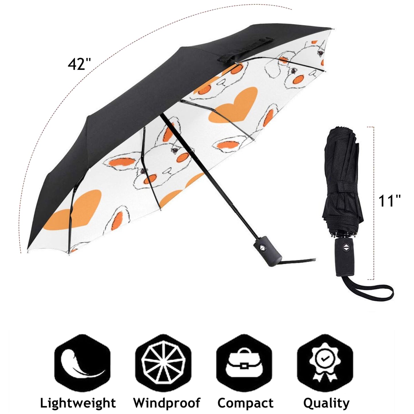 Niedlicher Kaninchen-Aufdruck im kleinen Mini-Regenschirm