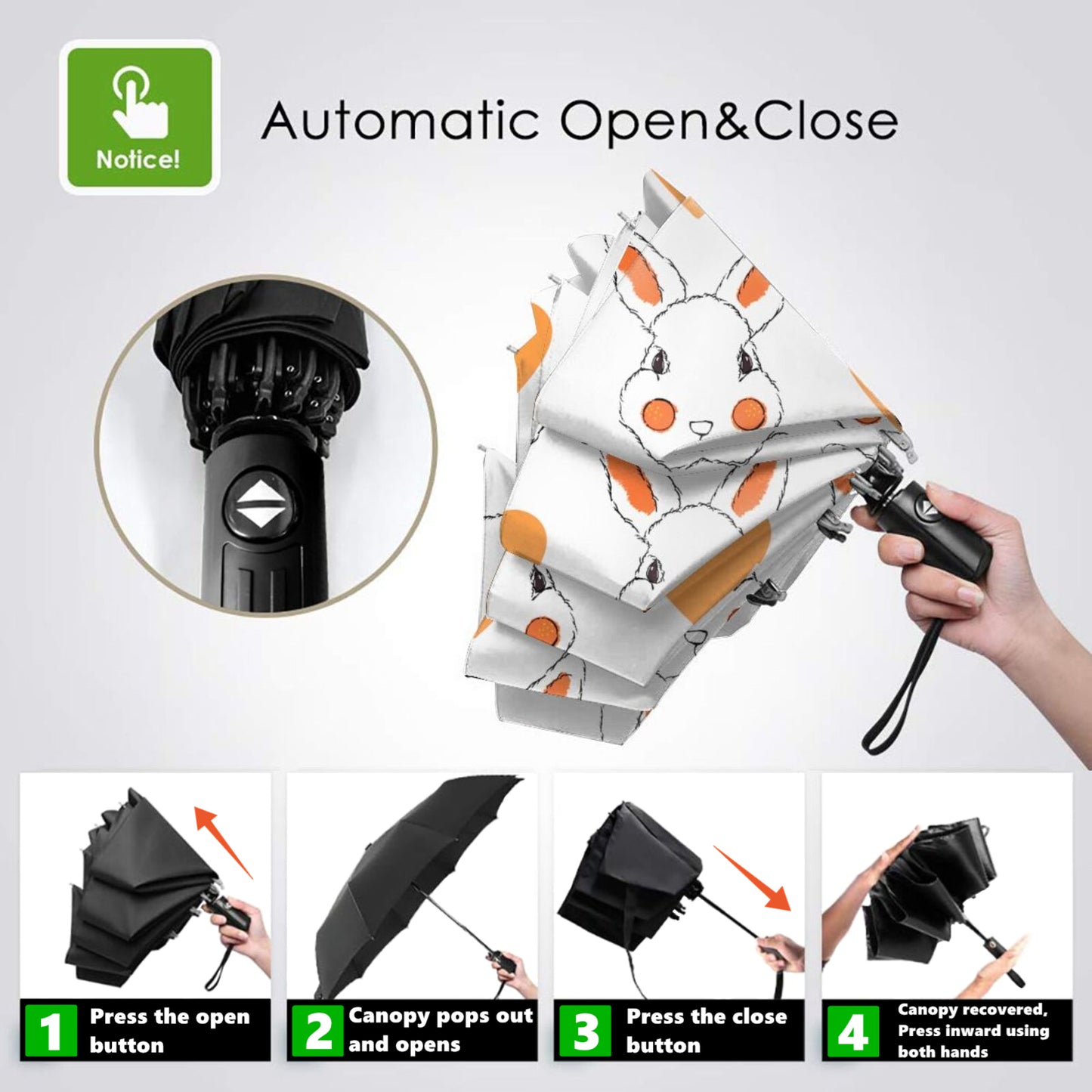 Niedlicher Kaninchen-Aufdruck im kleinen Mini-Regenschirm