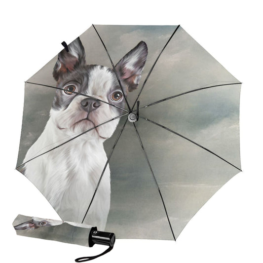 Kompakter Reiseschirm mit Hundeaufdruck innen