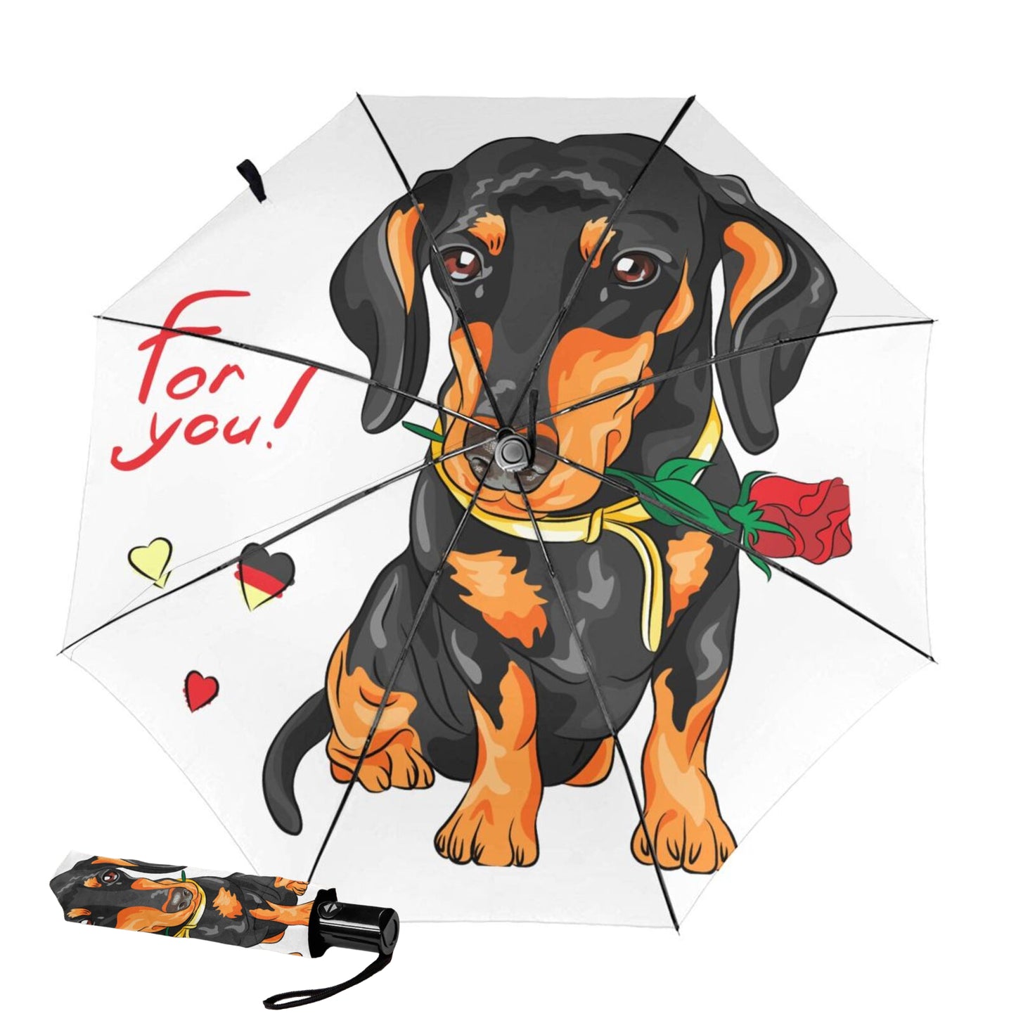 Faltbarer UV-Regenschirm mit lustigem Hundeaufdruck innen