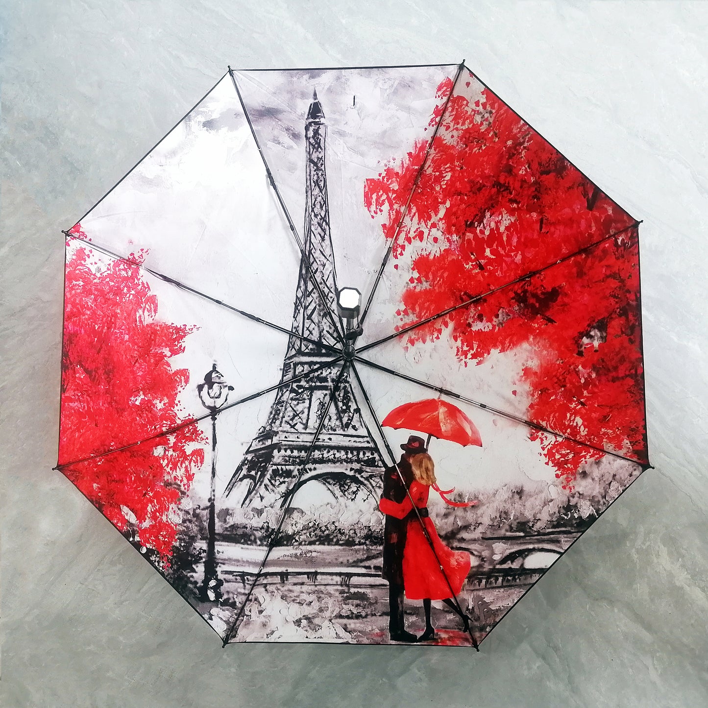 Kompakter Regenschirm mit Eiffelturm-Print