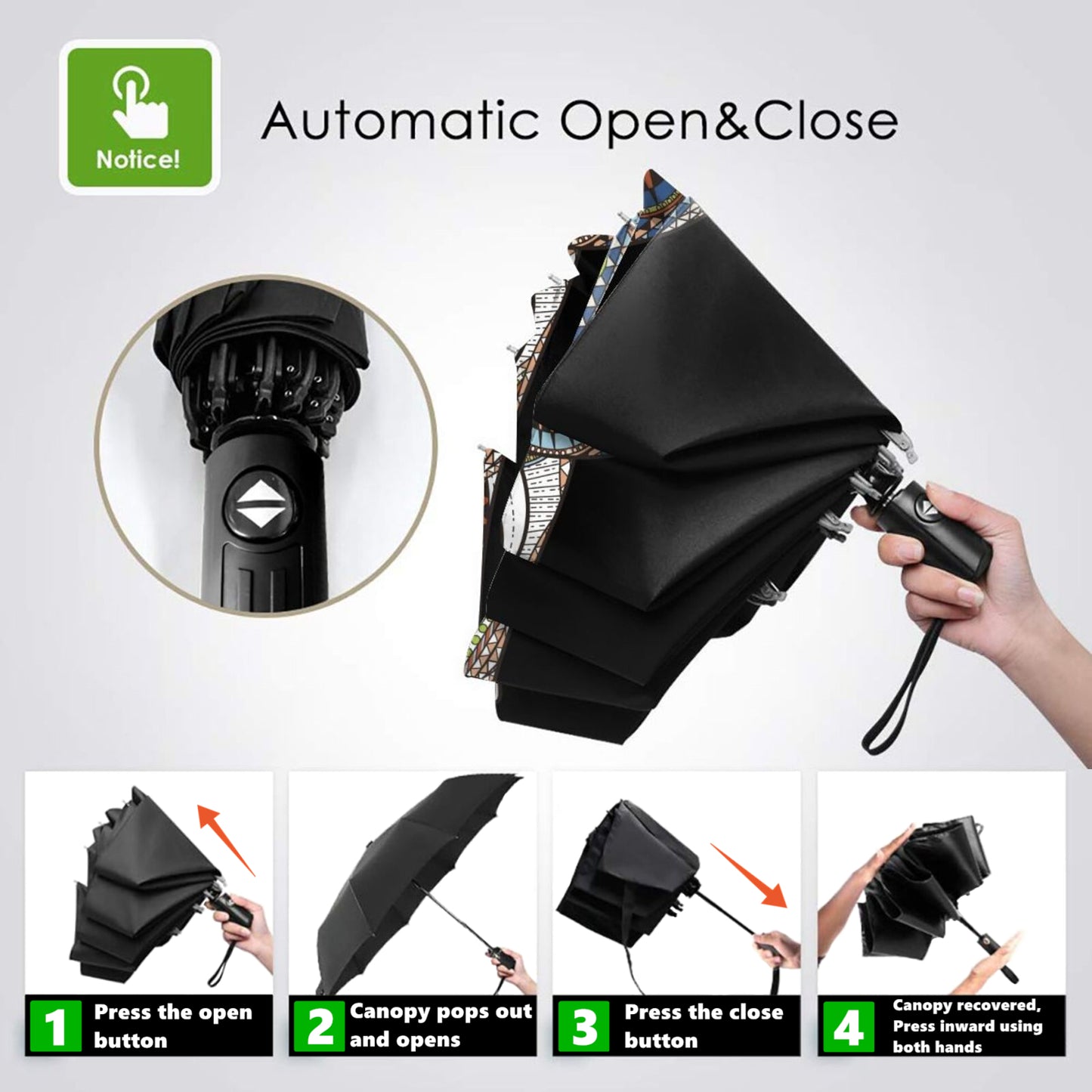Parapluie pliable à motif éléphant