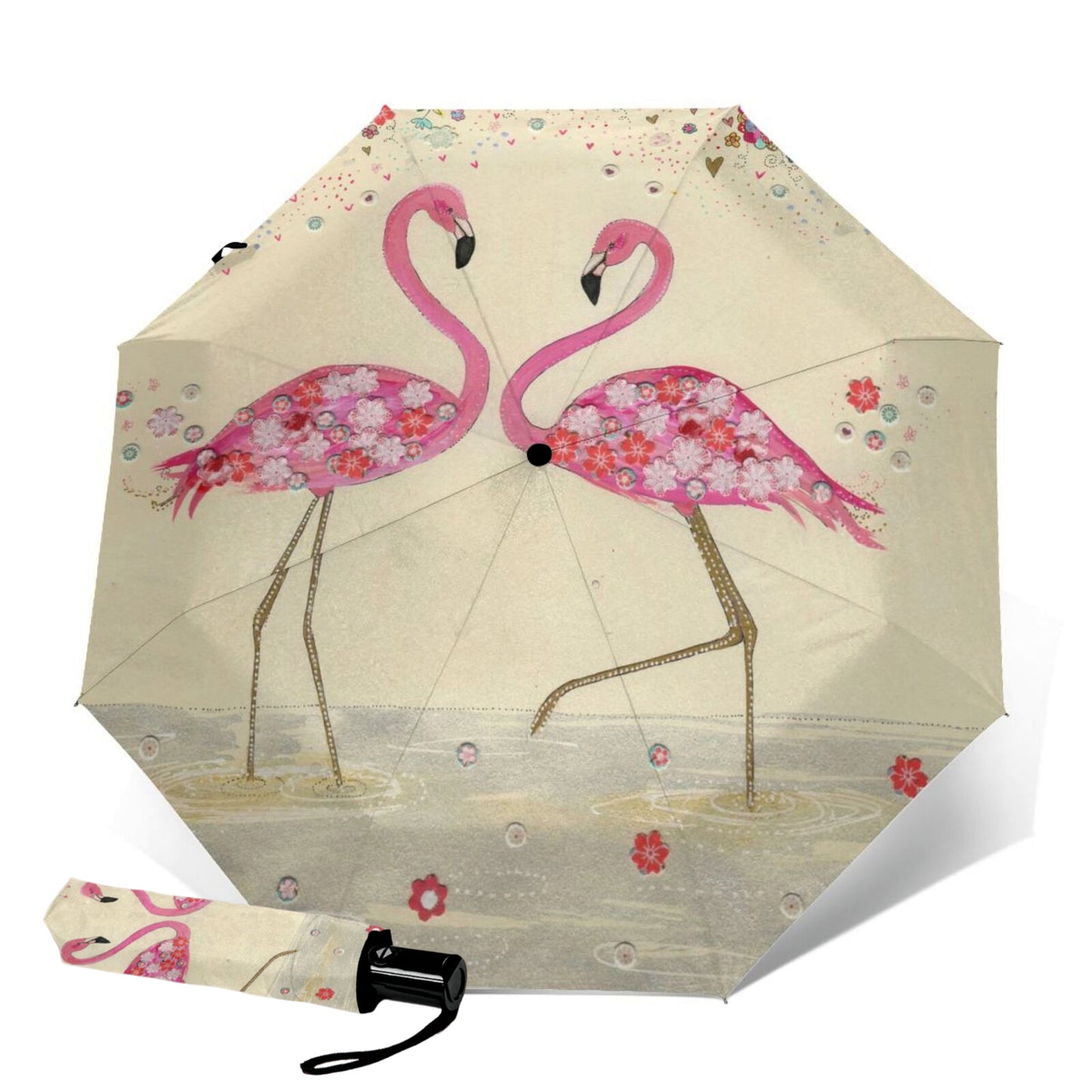 Parapluie pliant couple flamants roses