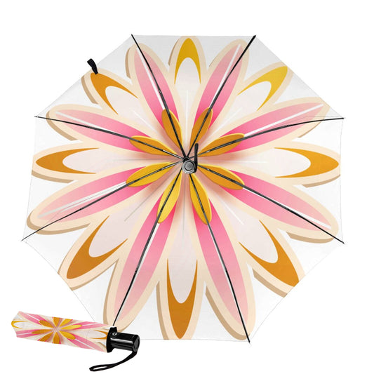 Kleiner automatischer Regenschirm mit Blumendruck auf der Innenseite