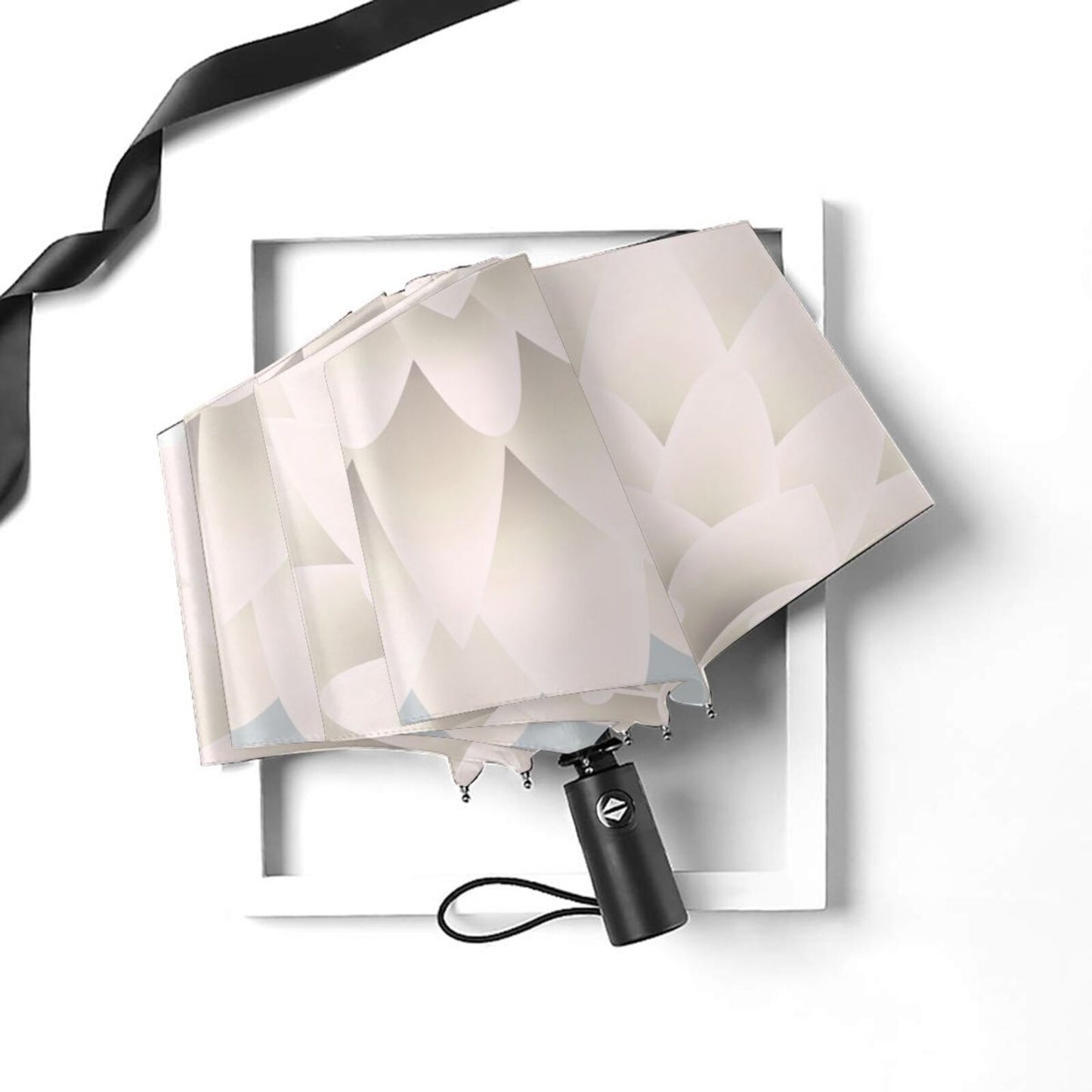 Automatischer Mini-Regenschirm mit weißem Blumen-Design