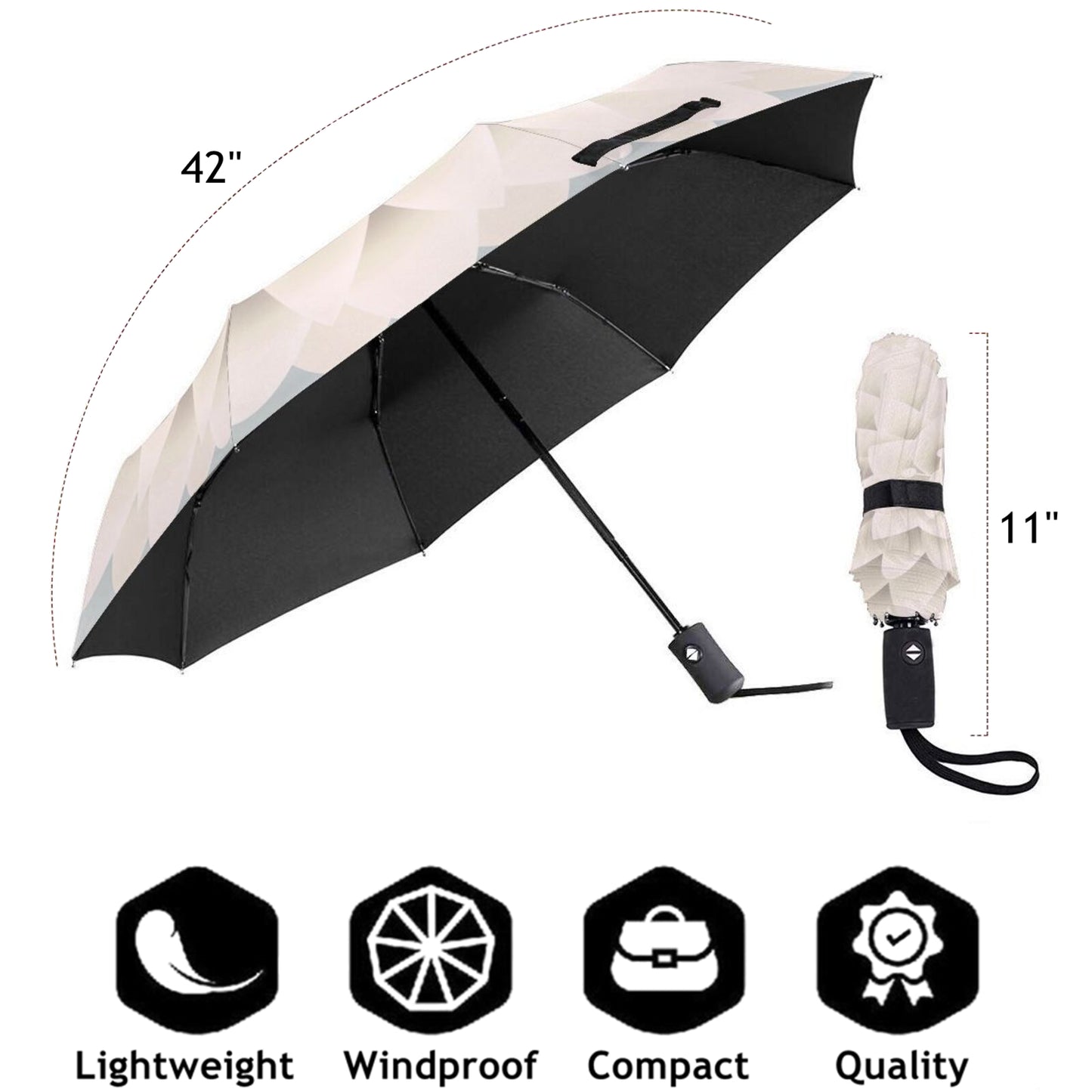 Automatischer Mini-Regenschirm mit weißem Blumen-Design