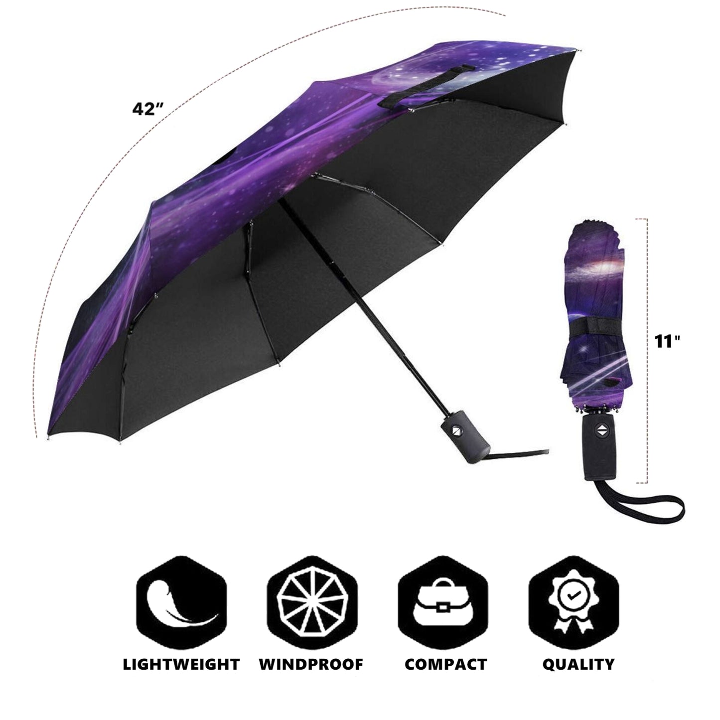 Parapluie pliable anti-UV à imprimé nuit étoilée