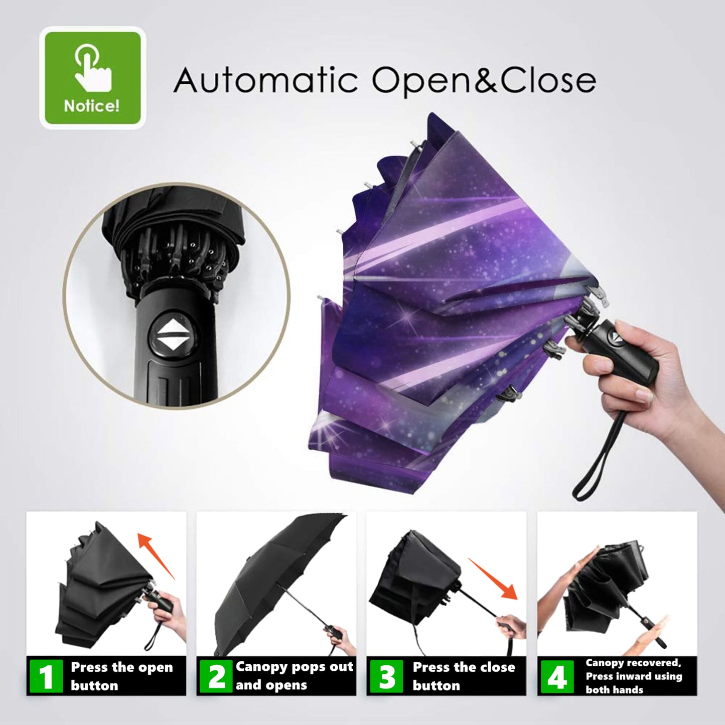 Parapluie pliable anti-UV à imprimé nuit étoilée