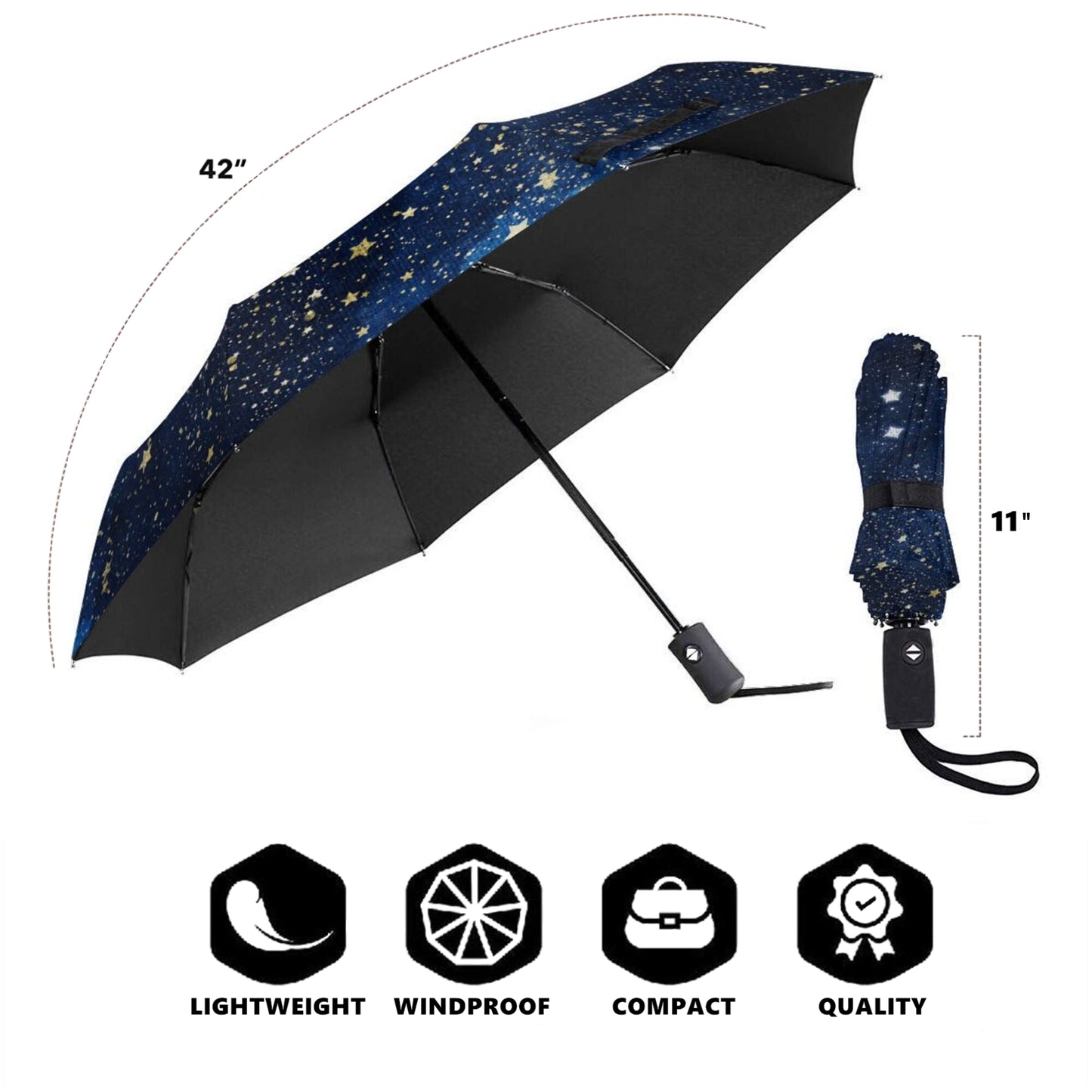 Petit parapluie pliant à imprimé nuit étoilée