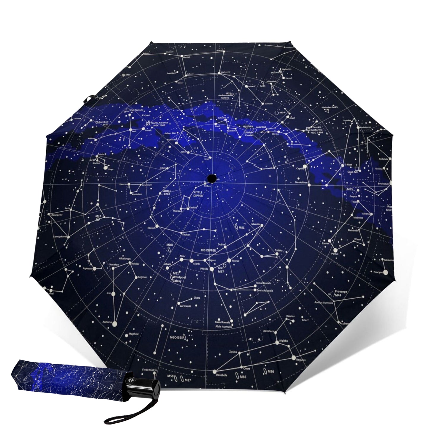 Petit parapluie compact à imprimé nuit étoilée