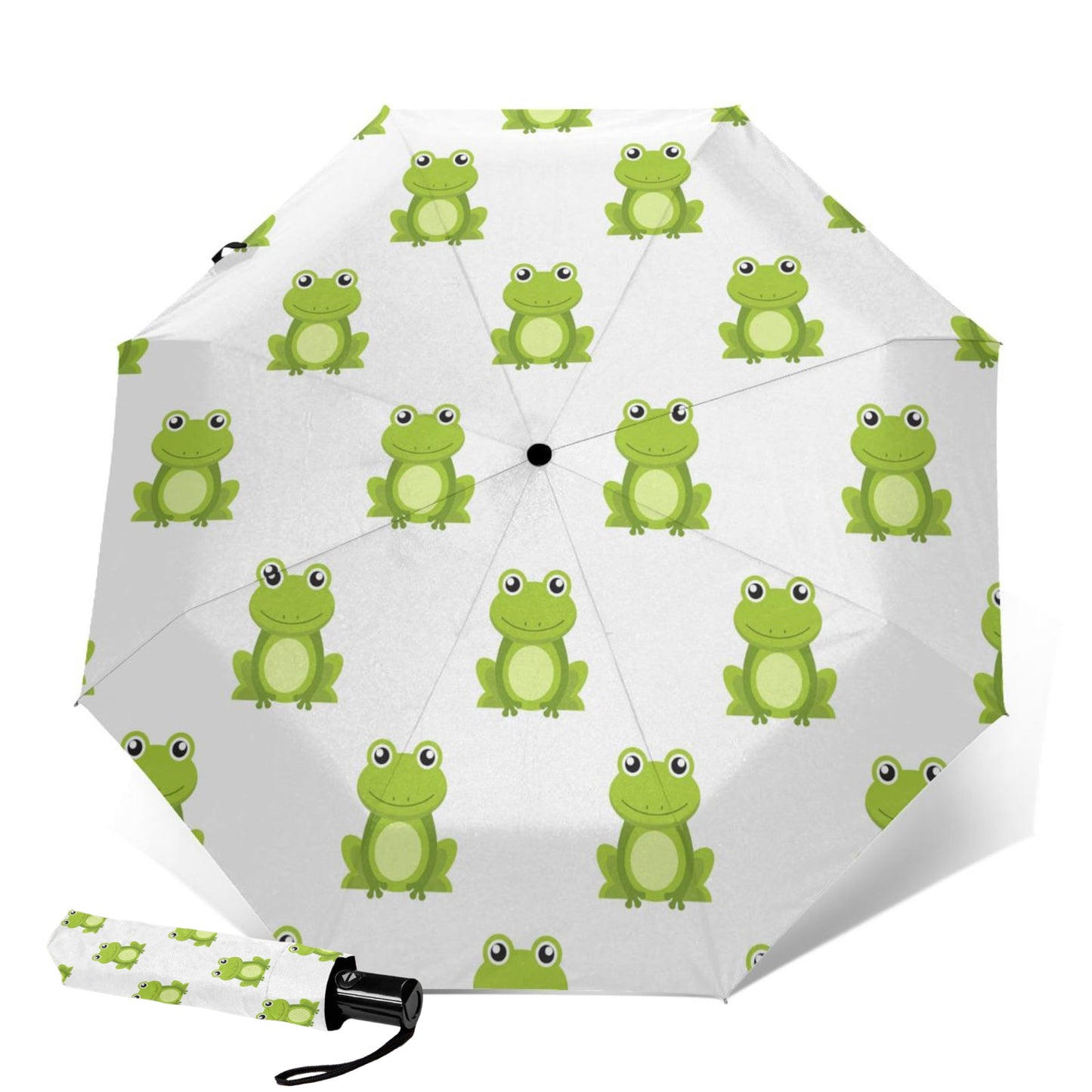 Parapluie pliant à imprimé grenouille mignon