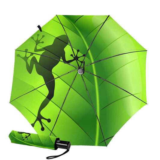 Kompakter Regenschirm mit lustigem Frosch-Design im Inneren