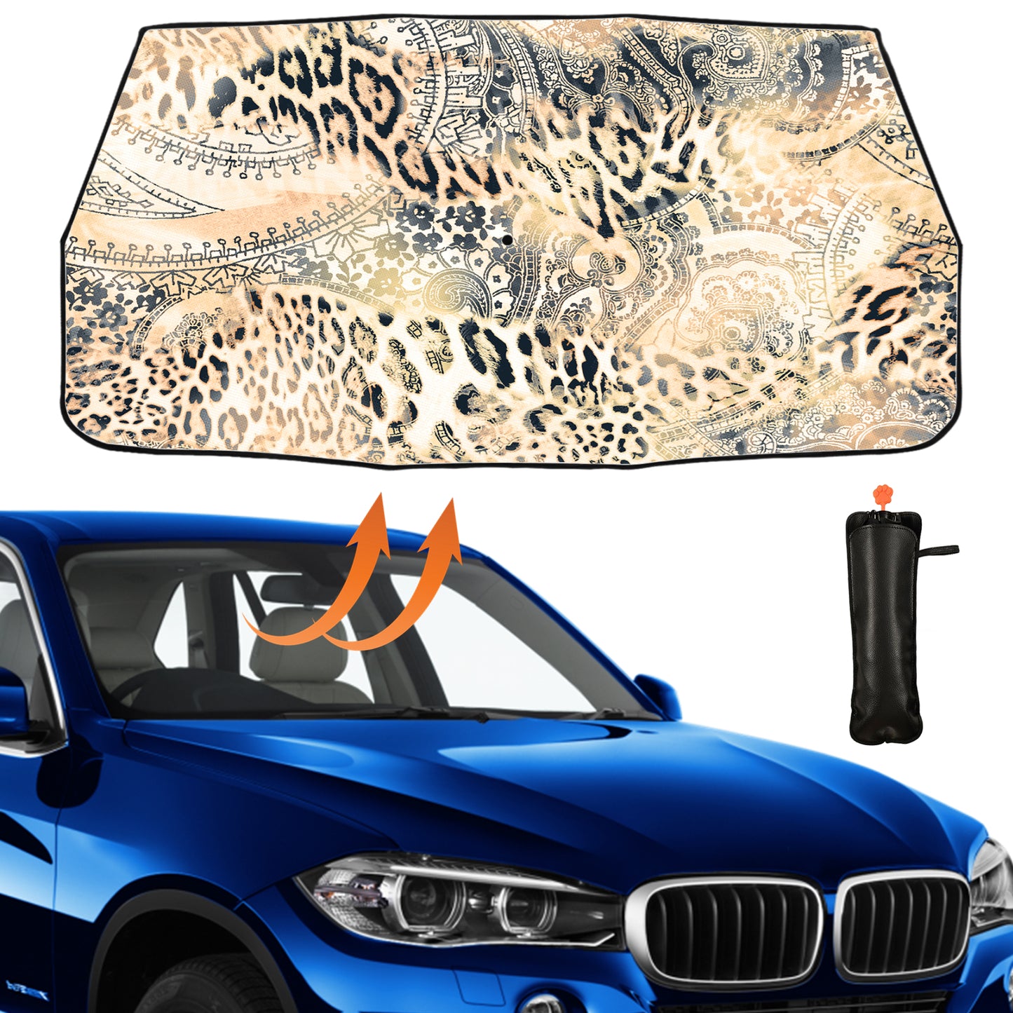 Auto-Sonnenschirm mit Farbverlauf und Leopardenmuster