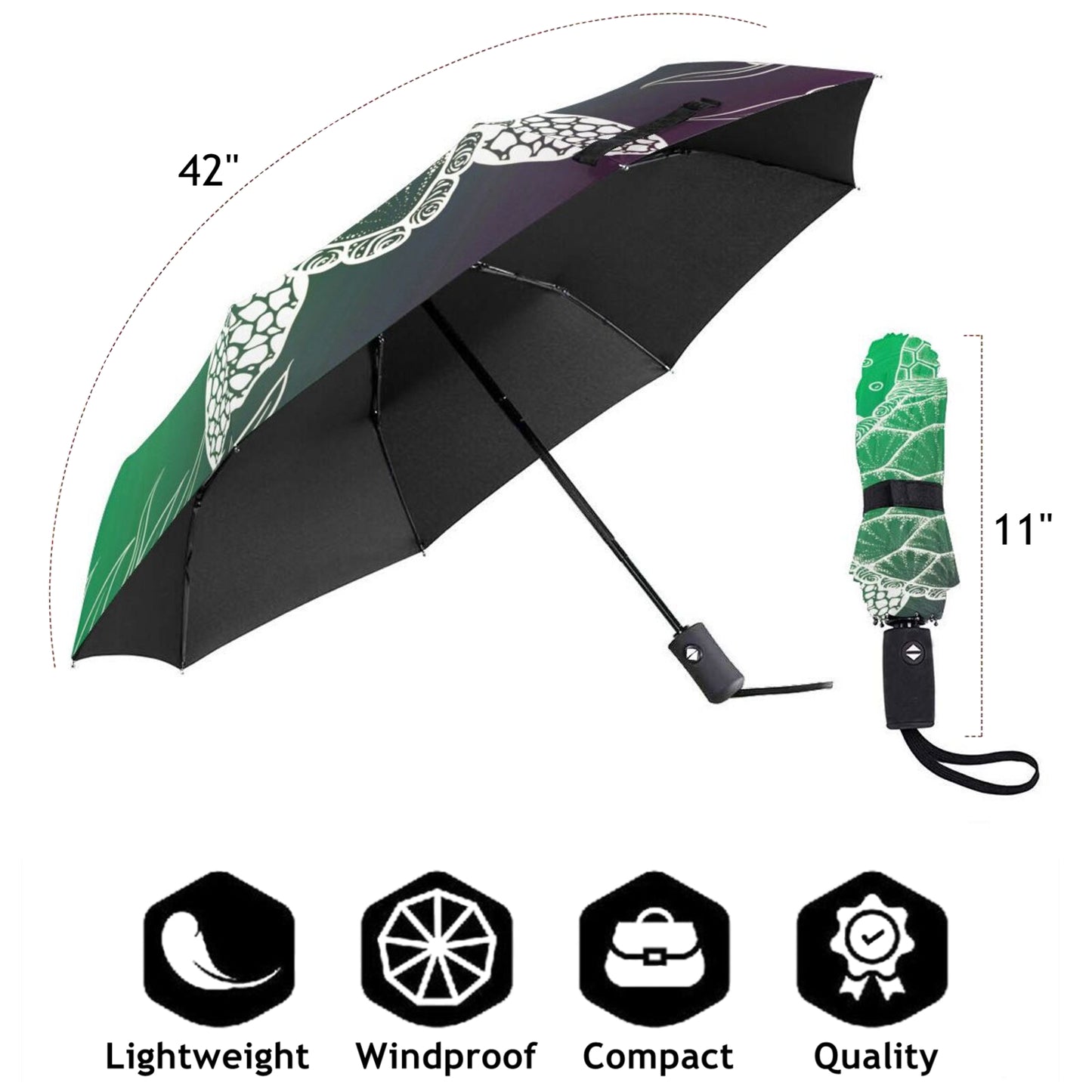 Petit parapluie de voyage pliable tortue de mer